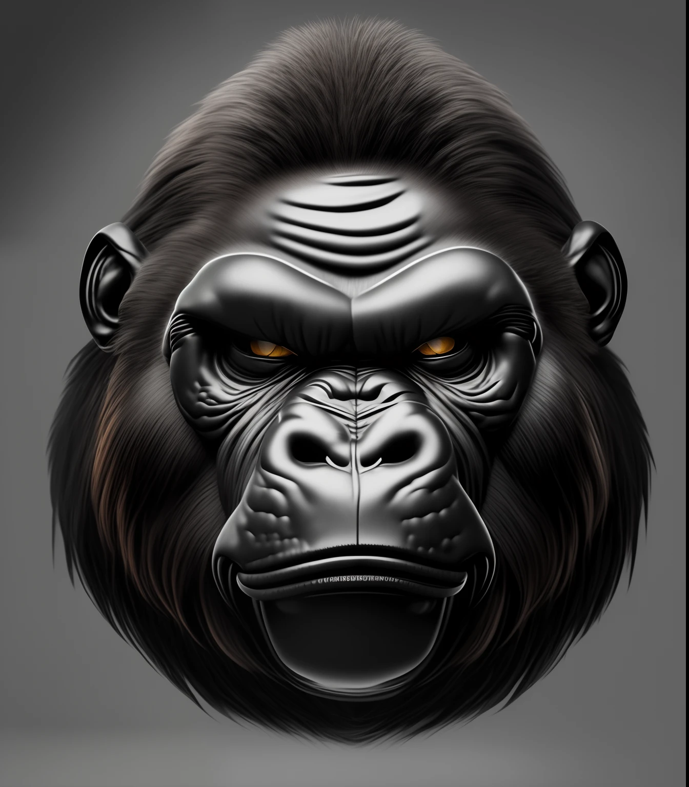Drawing a closeup of a gorilla's head with a black background, Gorila, gorila rabugento, como gorila, 3 d ape shaman profile portrait, macaco entediado nft, inspirado em Alex Petruk APe, Directed by: Alex Petruk APe, menacing stare, em estilo de macacos primais, macaco entediado, Face Ultra Detalhada, Macaco, macaco, com o rosto muito detalhado