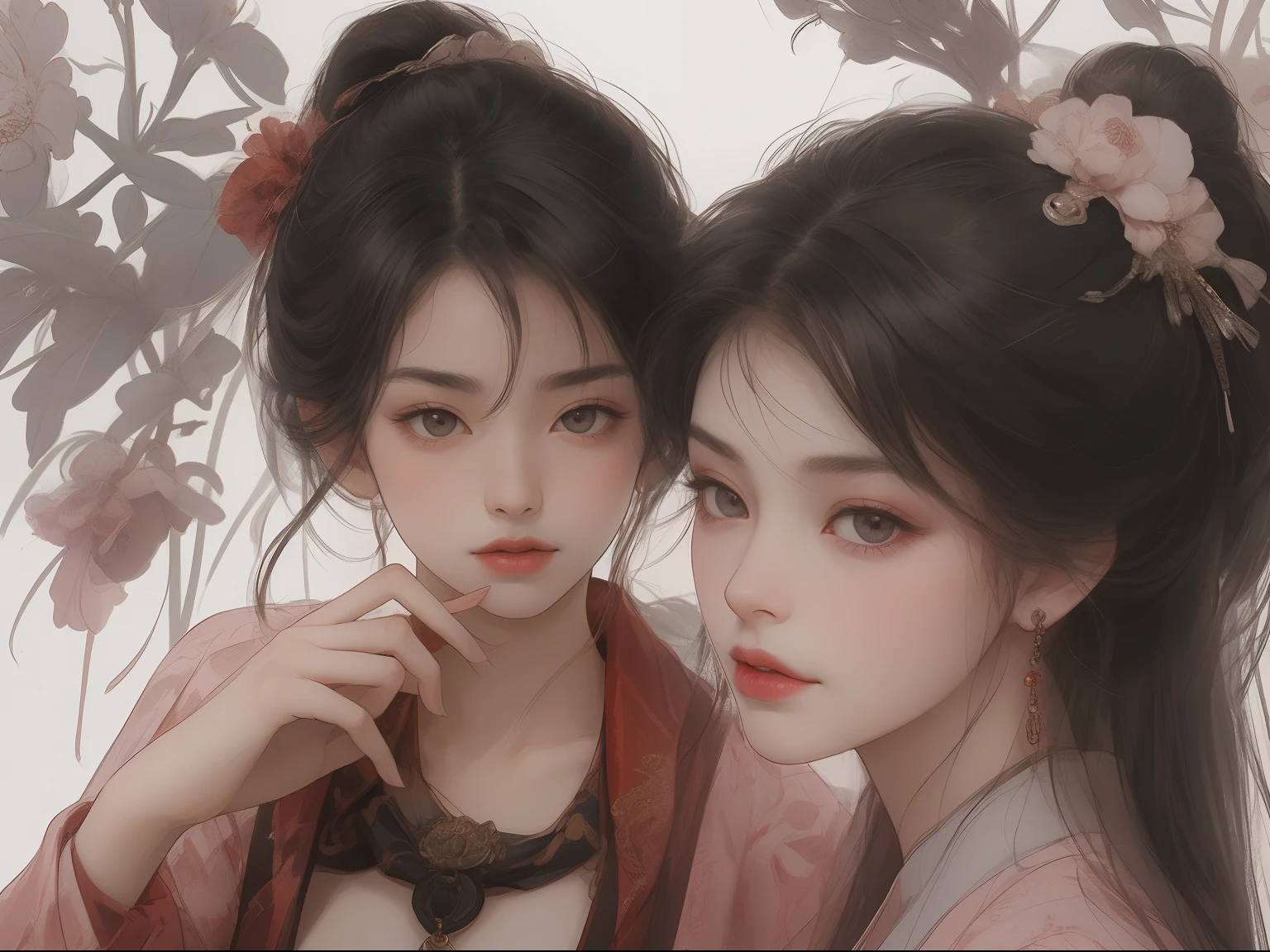 Best quality、tmasterpiece、A high resolution、1girll、Porcelain turtleneck dress、Delicate hair accessories、Fine Necklace、detailed jewellery、pretty  face、Physically、Tyndall effect、realisticlying、Shadow Studio、edge lit、bicolor lighting、（highdetailskin：1.2）、（flatchest，smallunderboob）、8K  UHD、Digital SLR、softlighting、high high quality、volumettic light、sneak shot、photore、A high resolution、4K、8K、The background is blurred out，