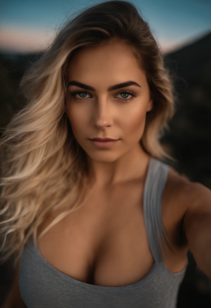 (Selfie, Vista superior: 1.4), (mitad recta del cuerpo: 1.4), RAW uhd portrait photo of a 21 year old blonde (Mujer de ojos azules) en su hogar, cama, (ropa sexi), Detalles (Texturas! , cabello! , brillar, Color!! , Desventajas: 1.1), ojos brillantes con alto detalle (Looking at the camera), SLR lighting, SLR camera, Ultra calidad, agudeza, Profundidad de campo, Film grain (centro), Fujifilm XT3, Cristalina, Centro del marco, Cara hermosa, foco nítido, farola, Neon lighting, Bokeh (Poca luz), Noche, (atardecer), poros detallados de la piel, piel grasa, quemadura, Detalles oculares complejos, cuerpo completo, ((senos normales))