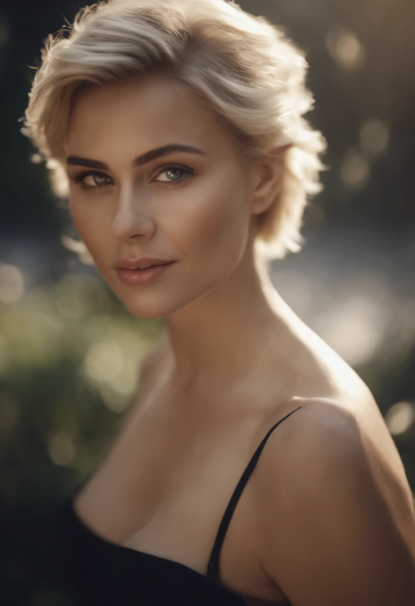 ((Best quality, 8k, Masterpiece :1.3)), 1girl, Pretty blonde woman with slender abs :1.3, (Medium-short hair, Huge breasts :1.2), bra :1.1, Ultra-detailed face, Detailed eyes, Double eyelid