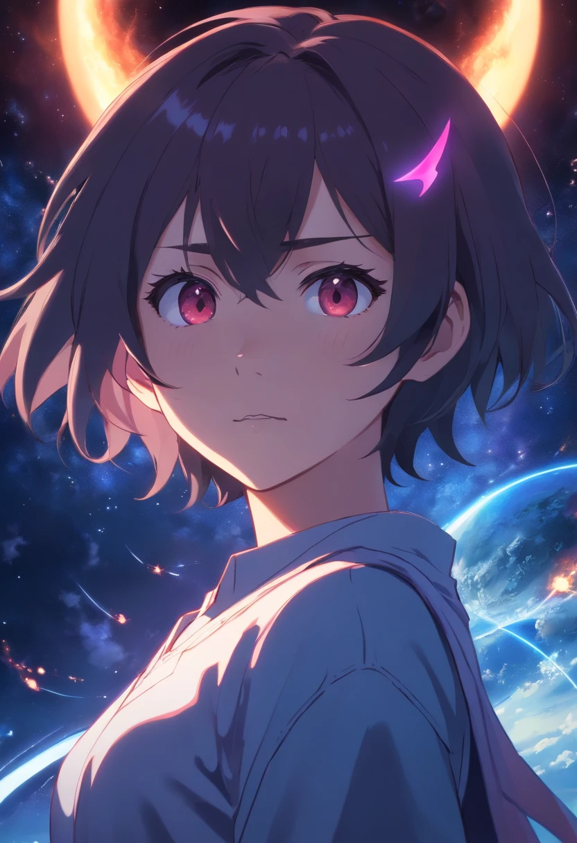 A female cyborg in a complex pattern uniform, wearing heavy metal-inspired energy lines, faceless with glowing eyes, elegant and intense, in a red and black uniform, alone in a modern city street under dark clouds and thunderstorm, dramatic lighting, (masterpiece:1.2), best quality, high resolution, beautiful details, extremely detailed, perfect lighting