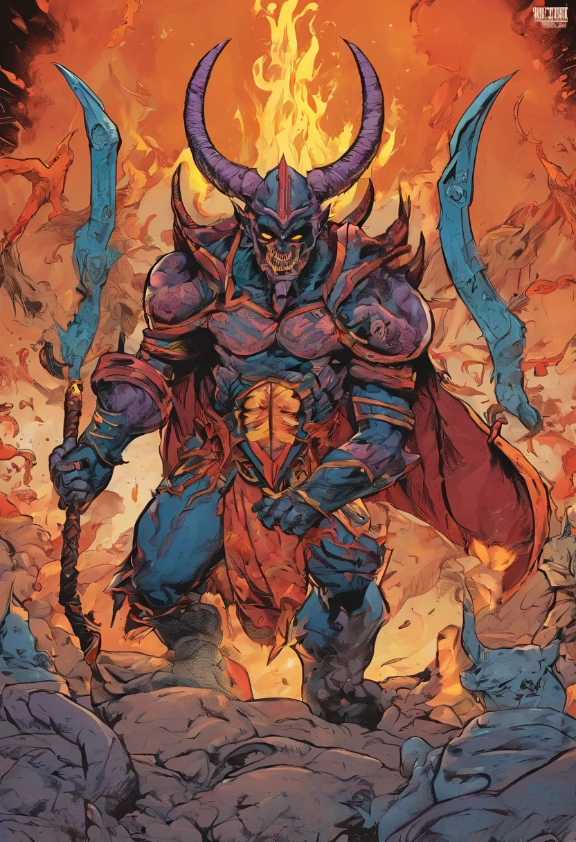 demonio,com corpo muito forte, with claws and flame on the head, in the space, Diabolical face, olhar arrogante, treacherous, 4k super detalhado
