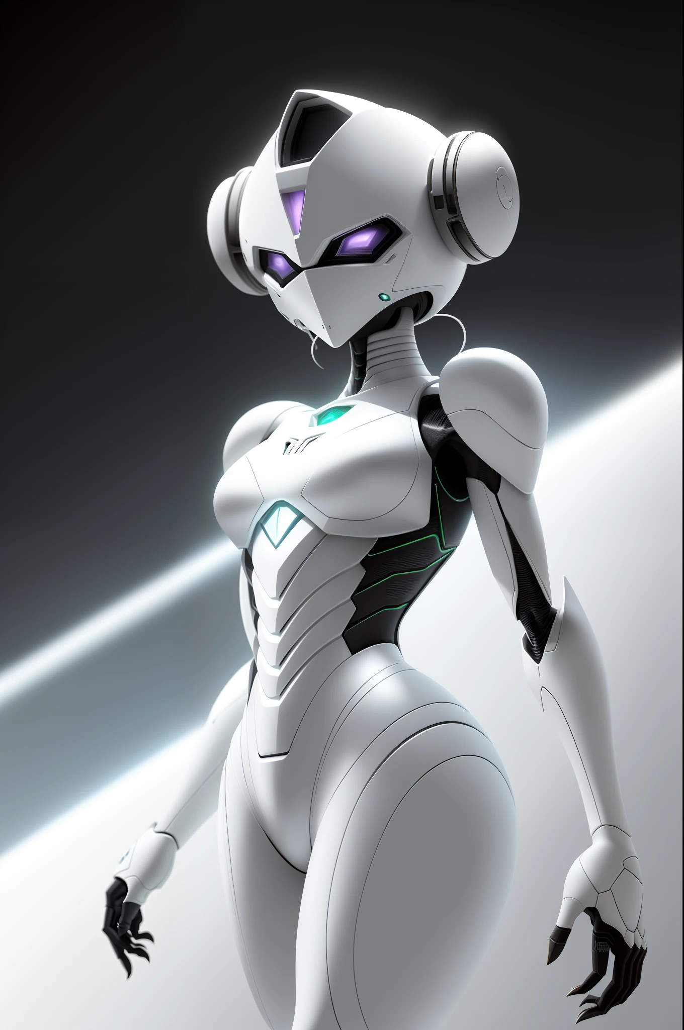 An alien,corpo inteiroesbian,Humanoid,mechas,(Using a white zirconium dioxide ceramic surface wick:1.5),(((Hard surface properties))),(((Design de linha simplificado))),It has refined characteristics in a science fiction environment,com luz brilhante, Sparks and lights, melhor qualidade,tmasterpiece,Fotorrealista, altamente detalhado, intrincado,Unreal rendering 5,
