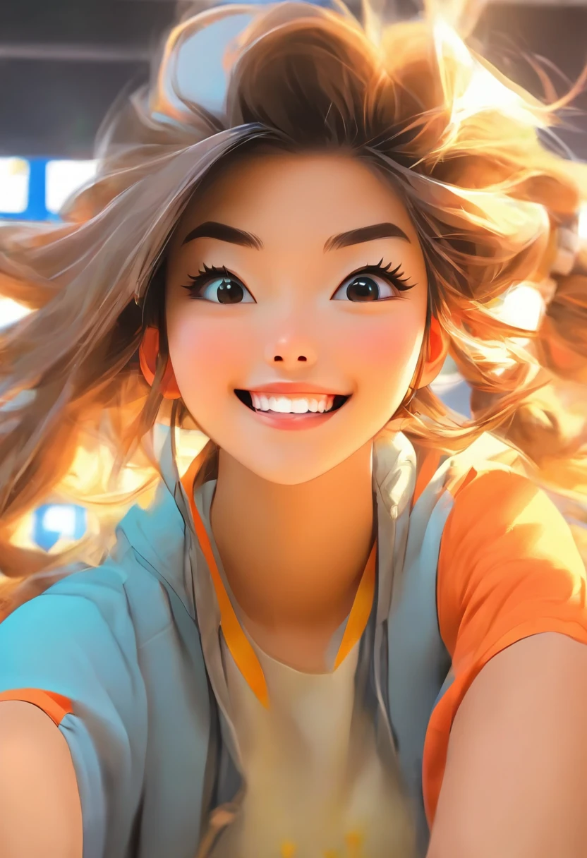 Super pretty 20 year old Korean girl,in the gym gym outfit happy face, Cartoon style illustration, Cartoon Art Style, Cartoon Art Style, Digital illustration style, Highly detailed character design, cute detailed digital art, beautiful digital illustration, high quality portrait, Comic art, Asia, Character Design Portrait,