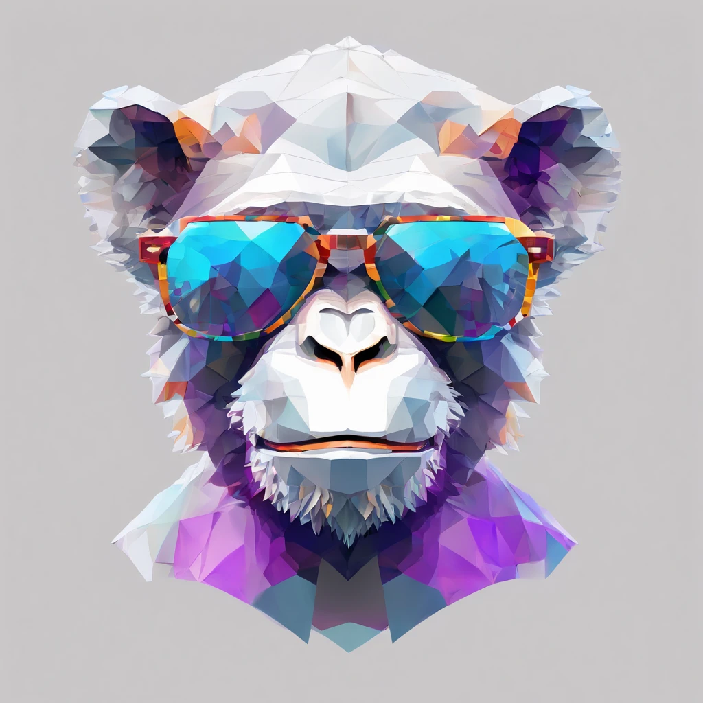 (best quality,8k,highres,masterpiece:1.2),ultra-detailed,realistic,portrait,monkey,jacket,crystal vase,rose,sunglasses,happy,standing posture,abstract beauty,centered,facing the camera head-on,facing the camera directly,almost perfect,full of dynamics,captivating,sharp focus,illustration,art by Carne Griffiths and Wadim Kashin,white background,colorful sunglasses,pixel art style