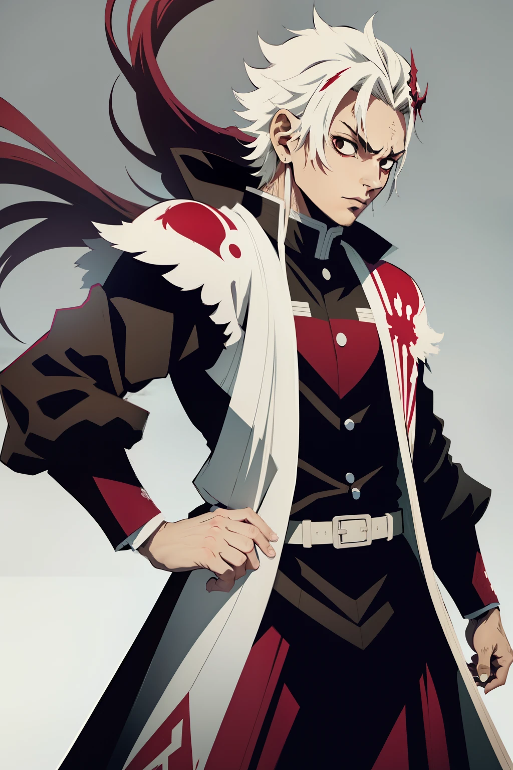 jovem ?????, Uniform demon slayer, Bleach poses, sorrir, pavor, cabelos pretos e roxos, programa, Man, gotejar, espada vermelha