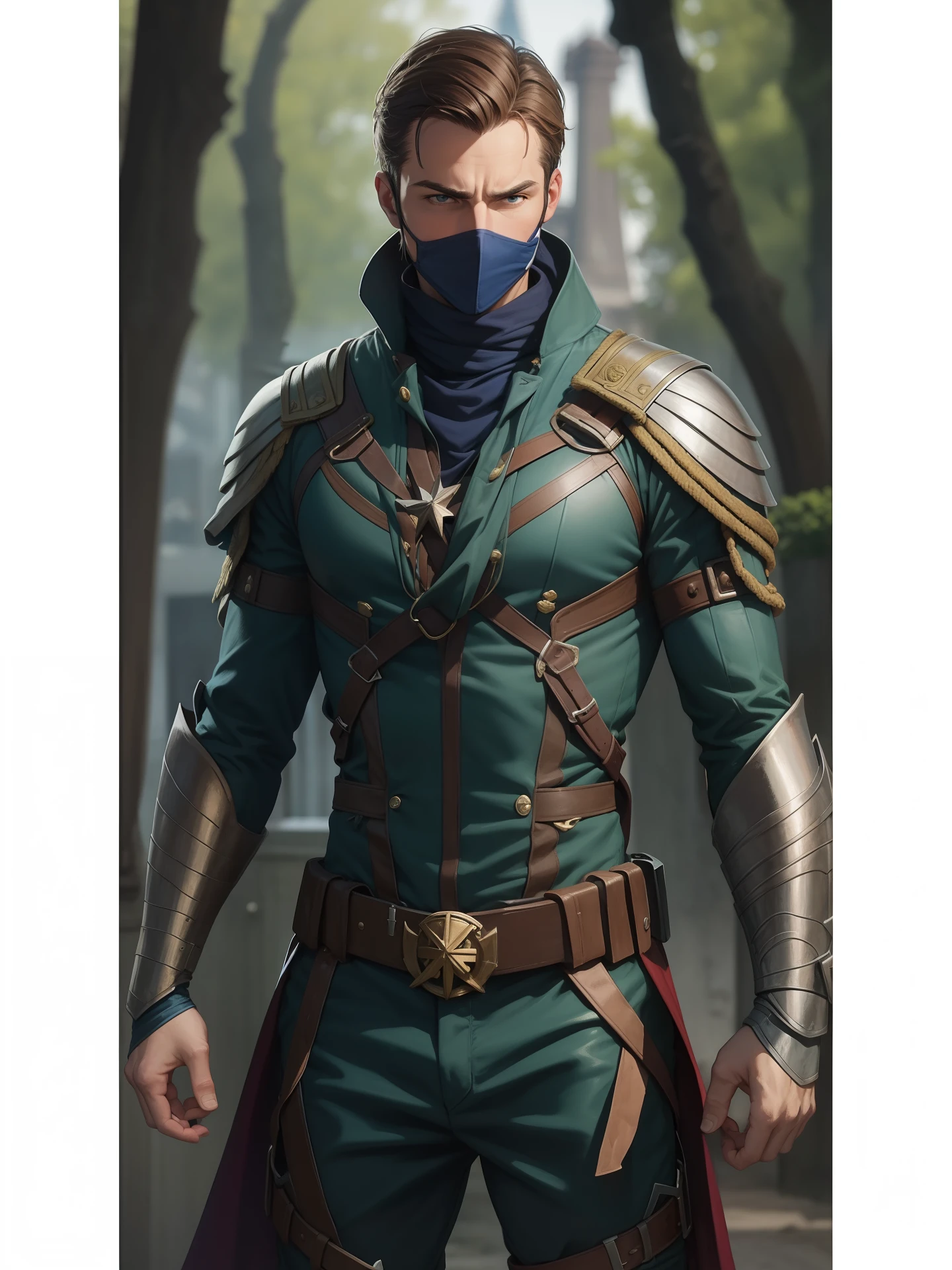 Captain France, French hero, Paris, estilo comics, cores quentes