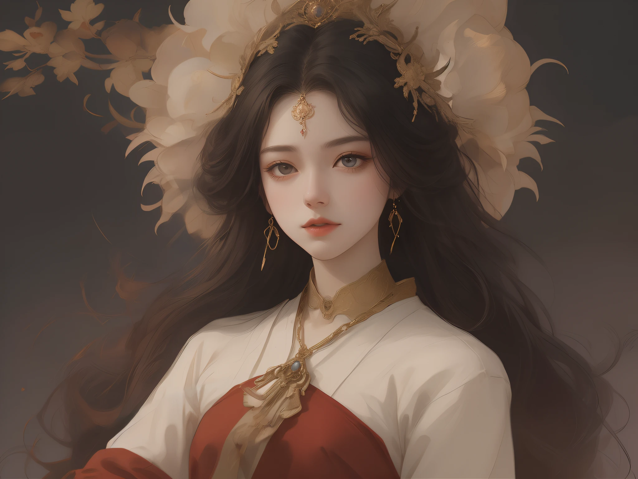 Best quality、tmasterpiece、A high resolution、1girll、Porcelain turtleneck dress、Delicate hair accessories、Fine Necklace、detailed jewellery、pretty face、Physically、Tyndall effect、realisticlying、Shadow Studio、edge lit、bicolor lighting、(highdetailskin:1.2)、(flatchest,smallunderboob、Flat wear)、8K UHD、Digital SLR、softlighting、high high quality、volumettic light、sneak shot、photore、A high resolution、4K、8K、The background is blurred out,