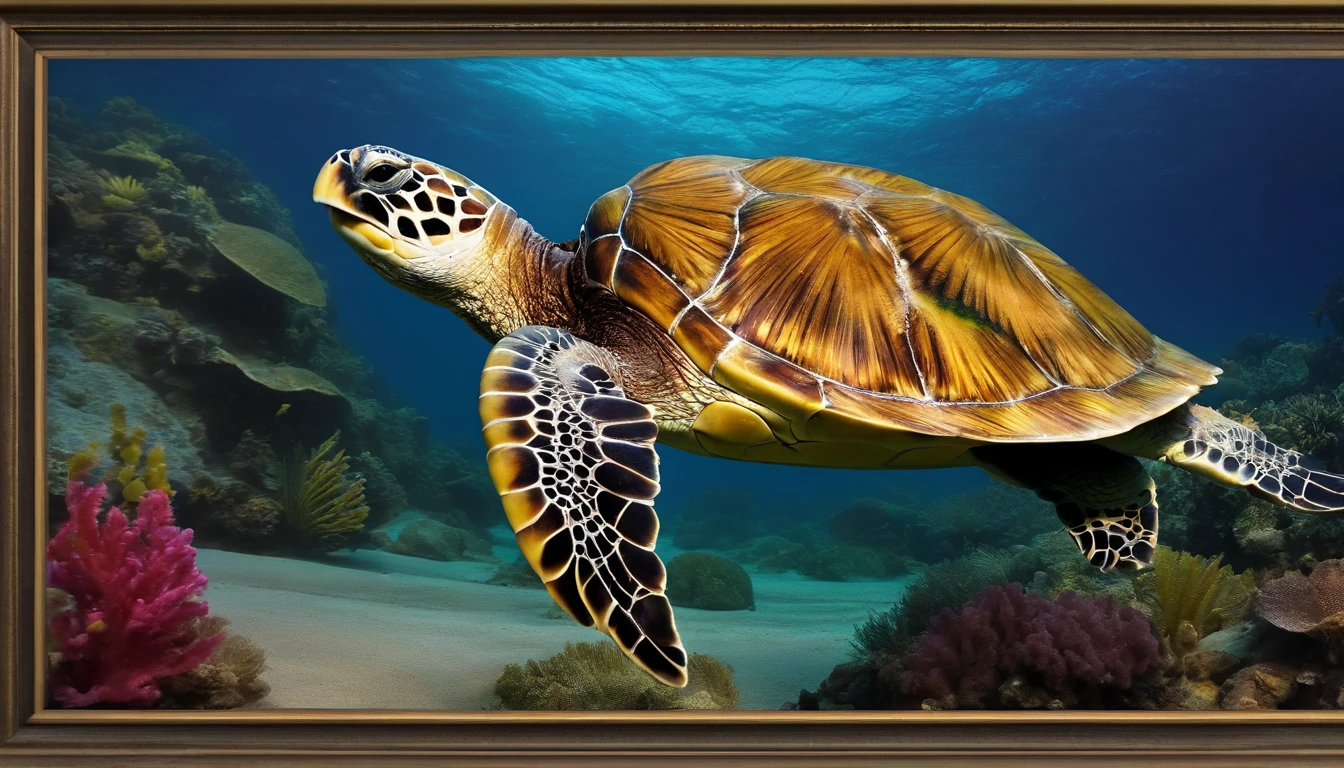 card frame sea turtle Irridescent color colourfull designs