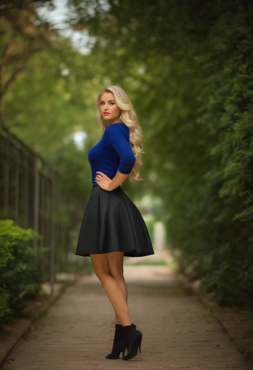 full body blonde high school girl wearing skirt