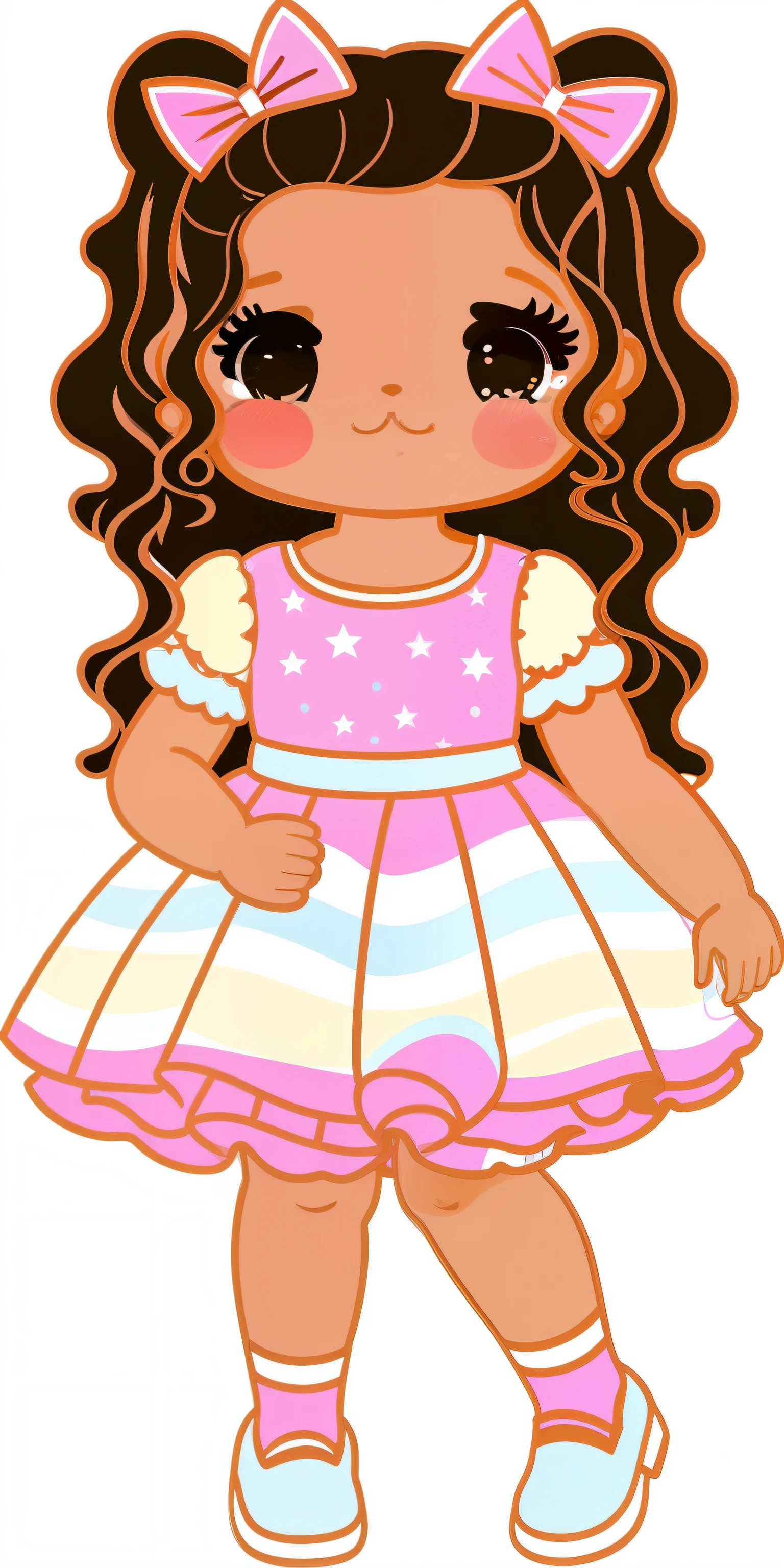Cartoon girl in a dress with a bow and a dress, em um vestido, Meninaamericana, Loli no vest doll in hand, boneca, plastic doll, Garotinha, boneca patchwork, boneca pocelain bonito, menina elegante mericana, menina kawaii bonito, tanding, menina com cabelo castanho, sa menina, Clipart, !!retrato de corpiro!!