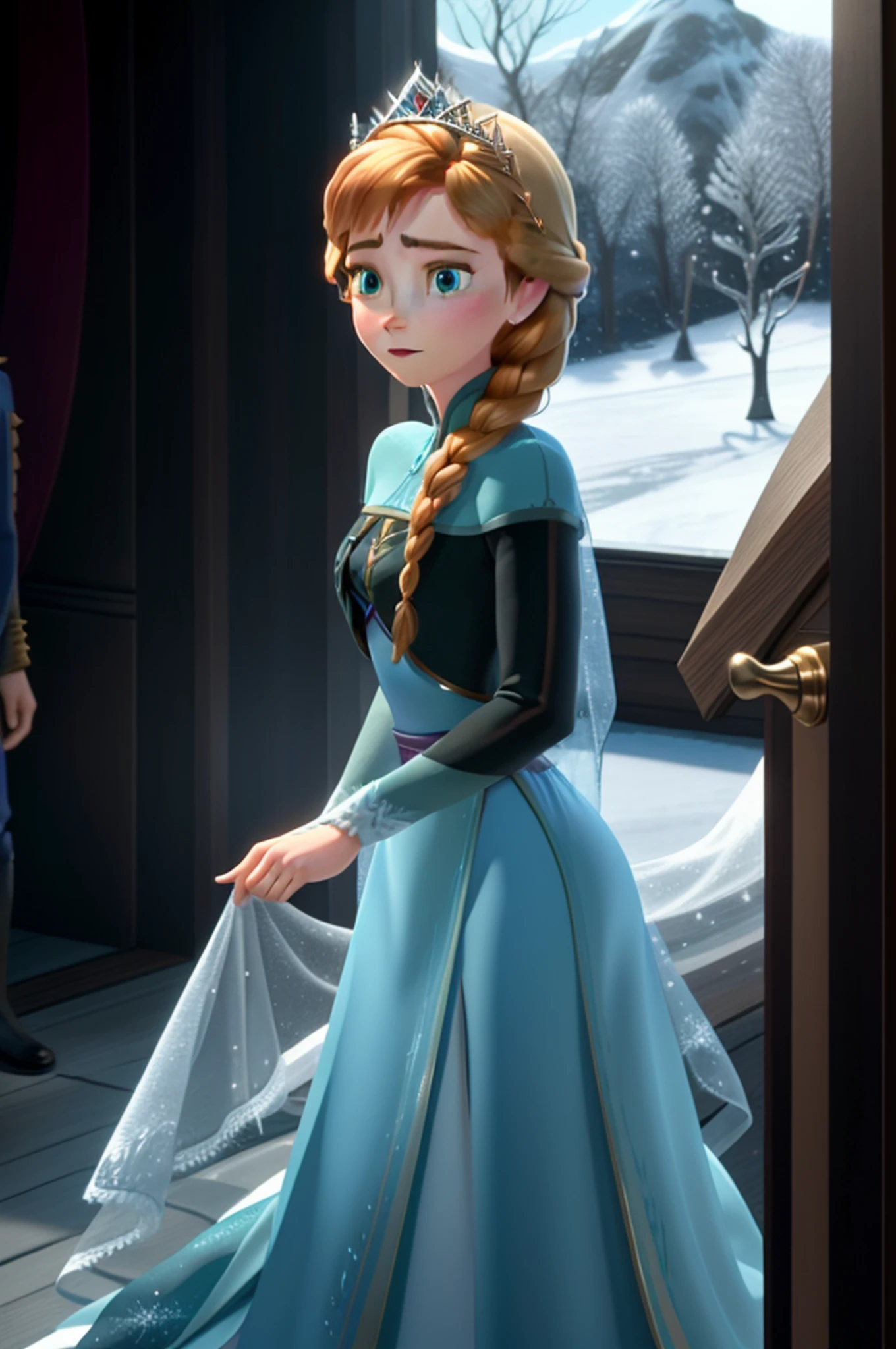 There's a young woman, vestido com um traje de princesa congelado, Retrato de Elsa de Arendelle, Retrato de Elsa de Frozen, Elsa bonita, Elsa, princesa de inverno, Elsa, Frozen, Elsa Congelada, Disney foto realista, Disney fotorrealista, Emma Watson como a Rainha do Gelo, Princesa do gelo, Rainha do Inverno, filme klaus congelado, retrato de weta disney, rainha do gelo