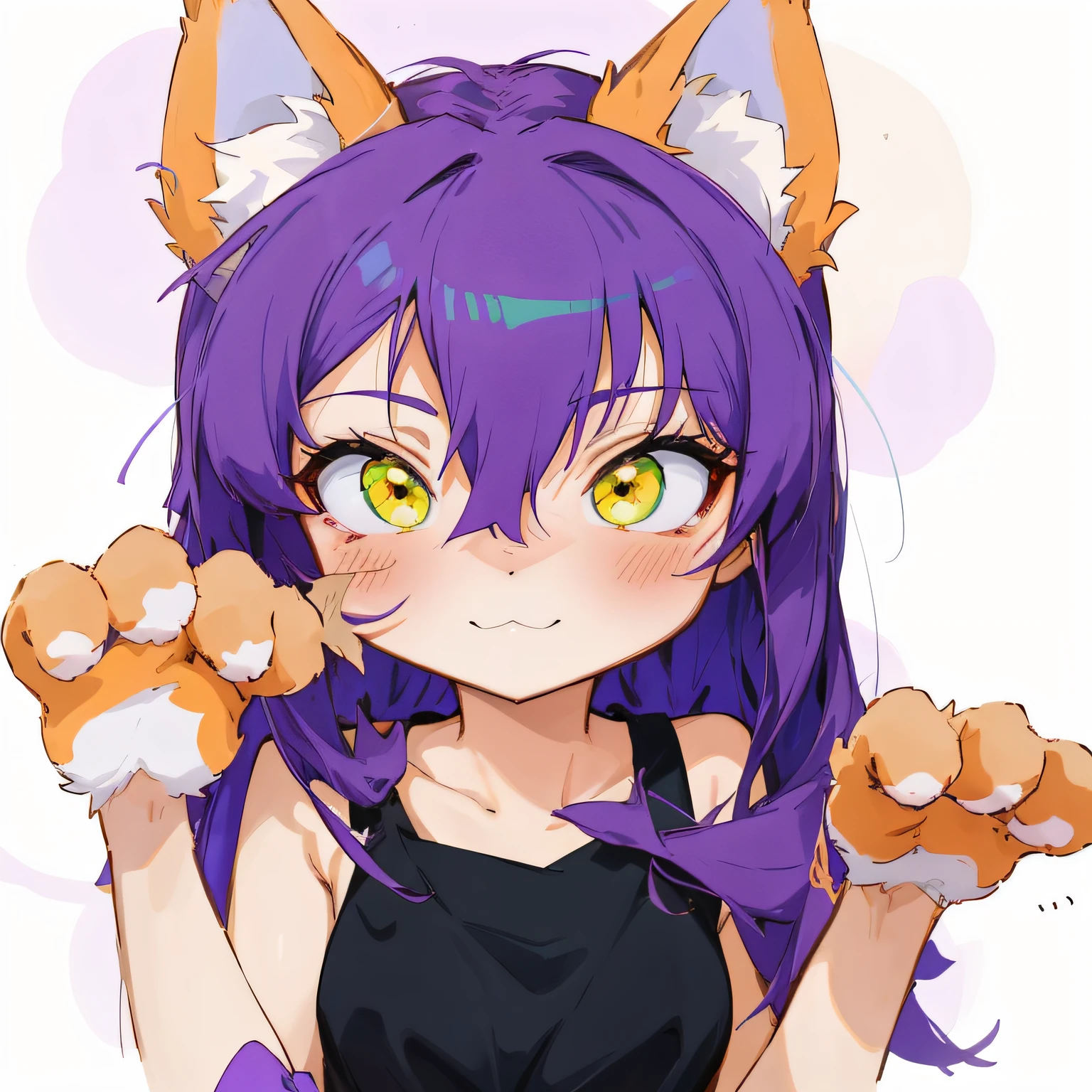 Menina anime com cabelo roxo e orelhas de gato , gato anime bonito , boca levemente aberta, sorriso suave, claramente alegre, single prey appearing, gato anime, menina anime com orelhas de gato, anime moe artstyle, gato anime bonito, gatinha, orelhas de raposa, com o dedo indicador, menina gato atraente, raposa, gato anime, menina com orelhas de raposa, menina do gato, muito bonita menina gato anime
