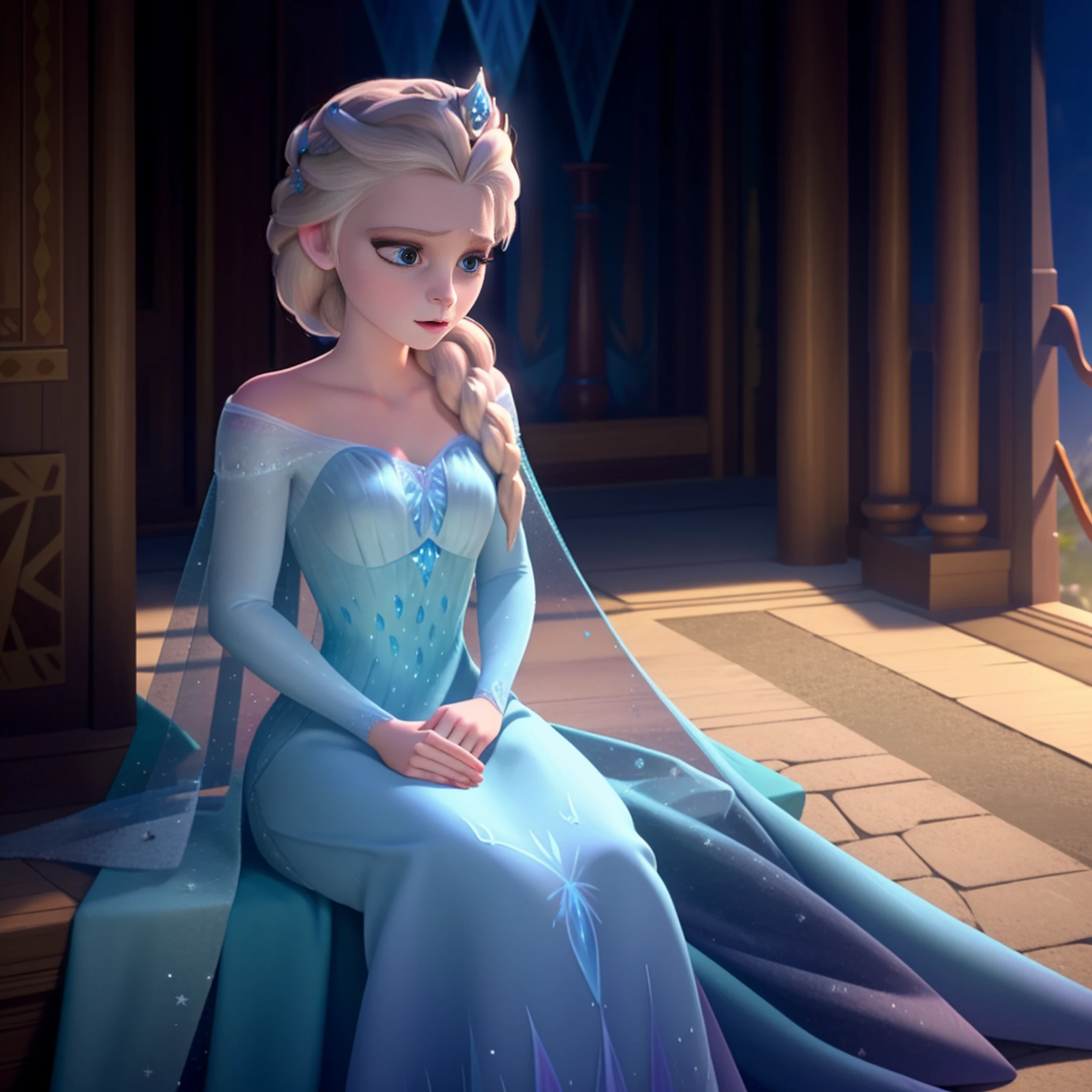There's a young woman, vestido com um traje de princesa congelado, Retrato de Elsa de Arendelle, Retrato de Elsa de Frozen, Elsa bonita, Elsa, princesa de inverno, Elsa, Frozen, Elsa Congelada, Disney foto realista, Disney fotorrealista, Emma Watson como a Rainha do Gelo, Princesa do gelo, Rainha do Inverno, filme klaus congelado, retrato de weta disney, rainha do gelo
