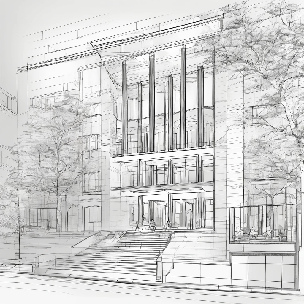 Exterior of the entrance、Correct perspective、line-drawing、outlines、Medium omission、unmanned、grayscales