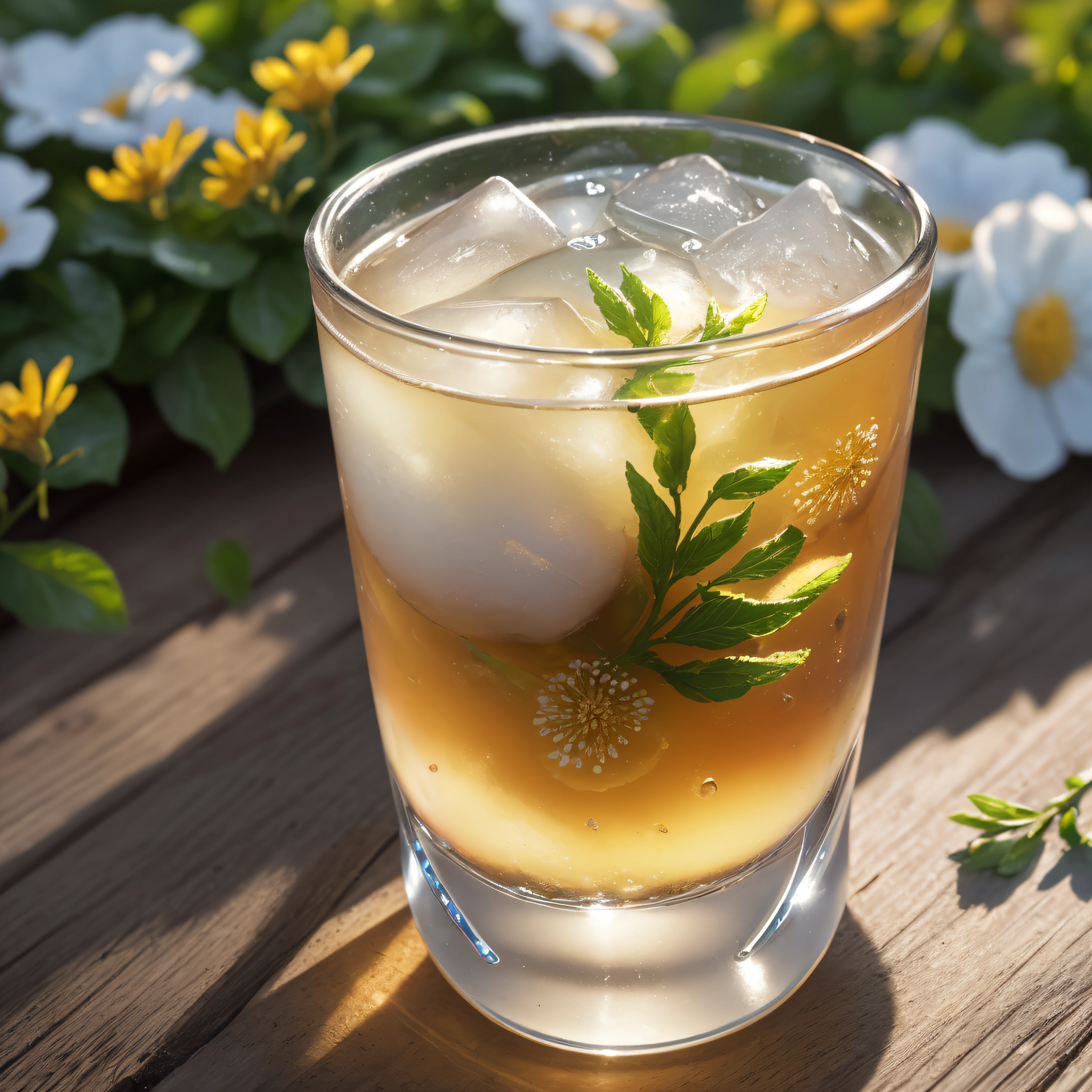 sweet osmanthus,Winemaking，beverage，Early morning daylight，Refreshed，ice cubes