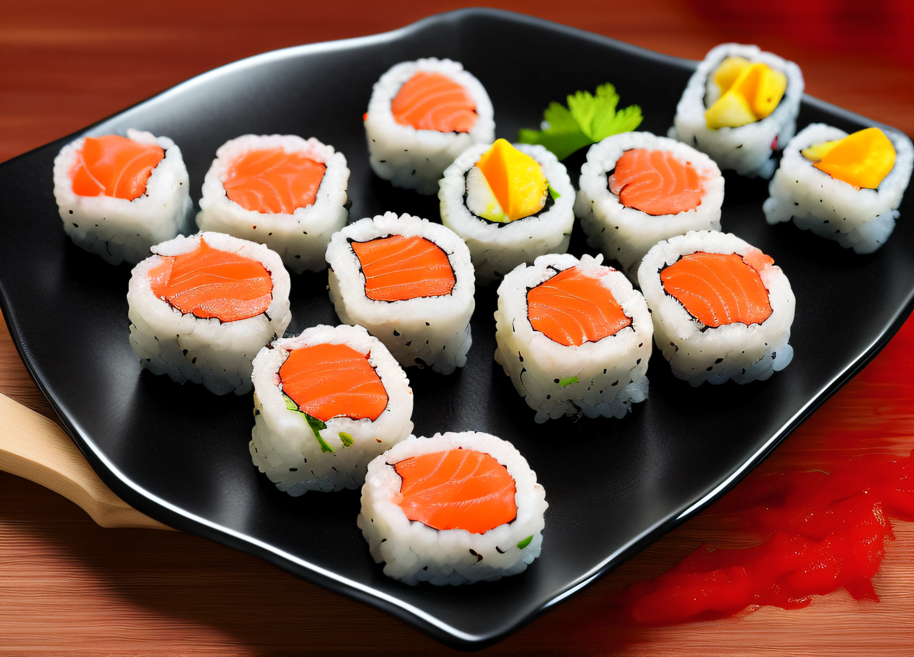 Sushi de enguia,Boil to remove the oil,vermelho fosco,brilhante,Paletes de prancha,Fatia de gengibre vermelho