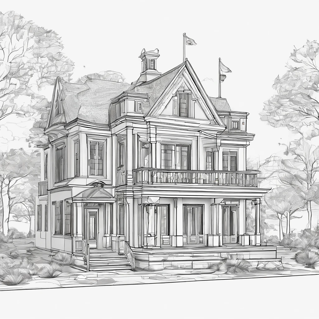 House of the common man、Detached、Narrow entrance exterior、Correct perspective、line-drawing、outlines、Medium omission、unmanned、grayscales