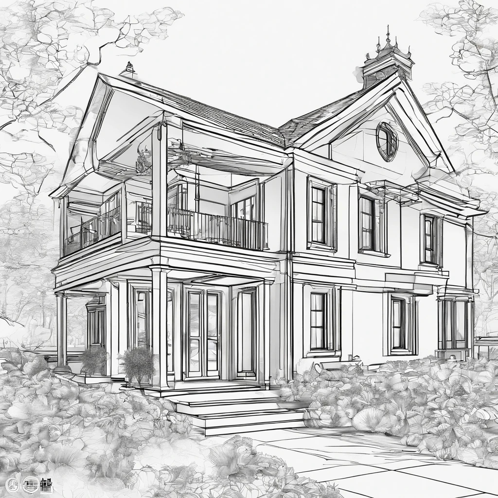 House of the common man、Detached、Exterior of the entrance、up、Correct perspective、line-drawing、outlines、Medium omission、unmanned、grayscales、