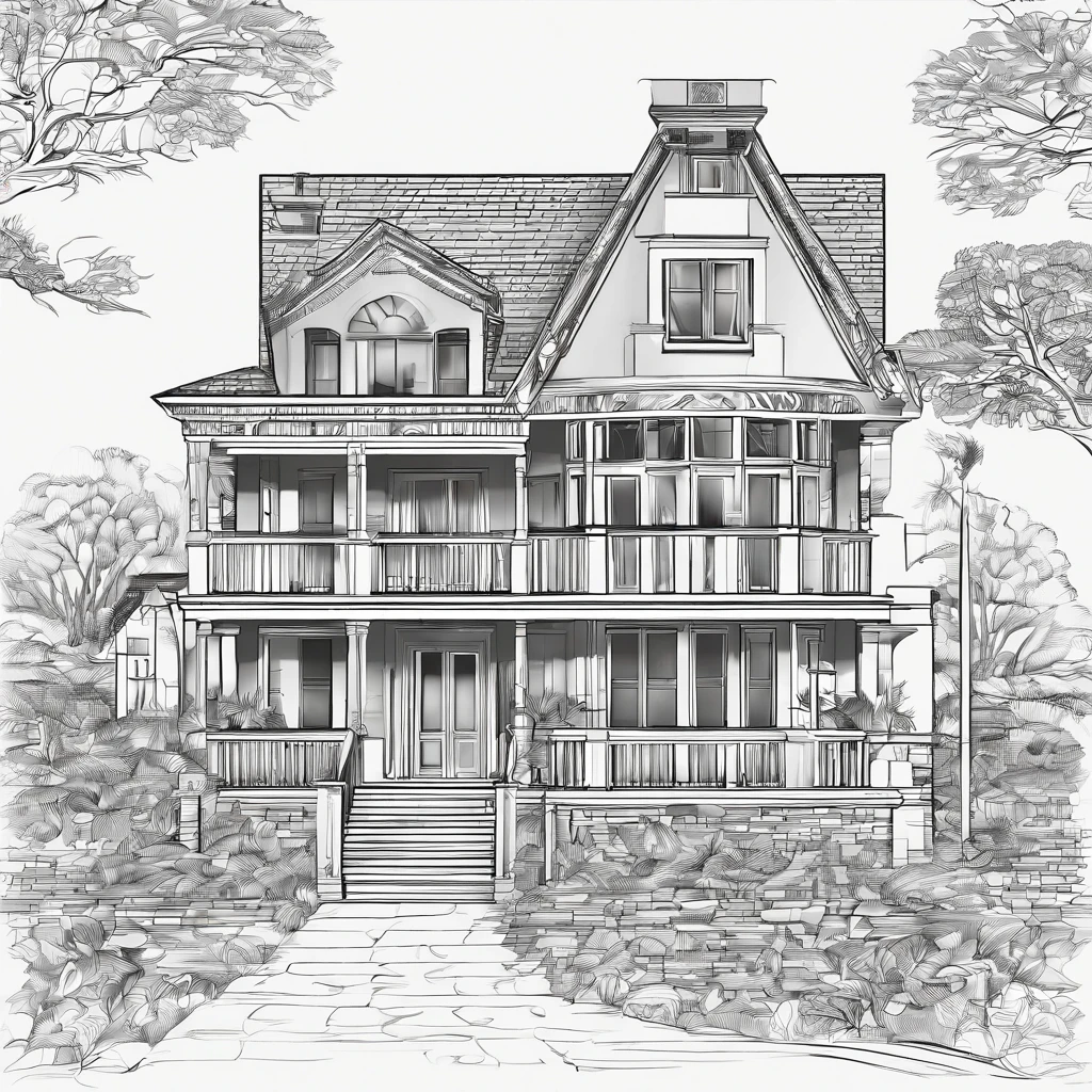 House of the common man、Detached、Exterior of the entrance、up、Correct perspective、line-drawing、outlines、Medium omission、unmanned、grayscales、