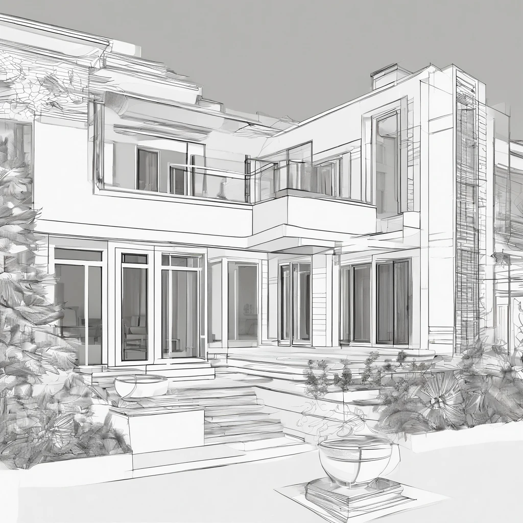 House of the common man、Detached、Exterior of the entrance、up、Correct perspective、line-drawing、outlines、Medium omission、unmanned、grayscales、