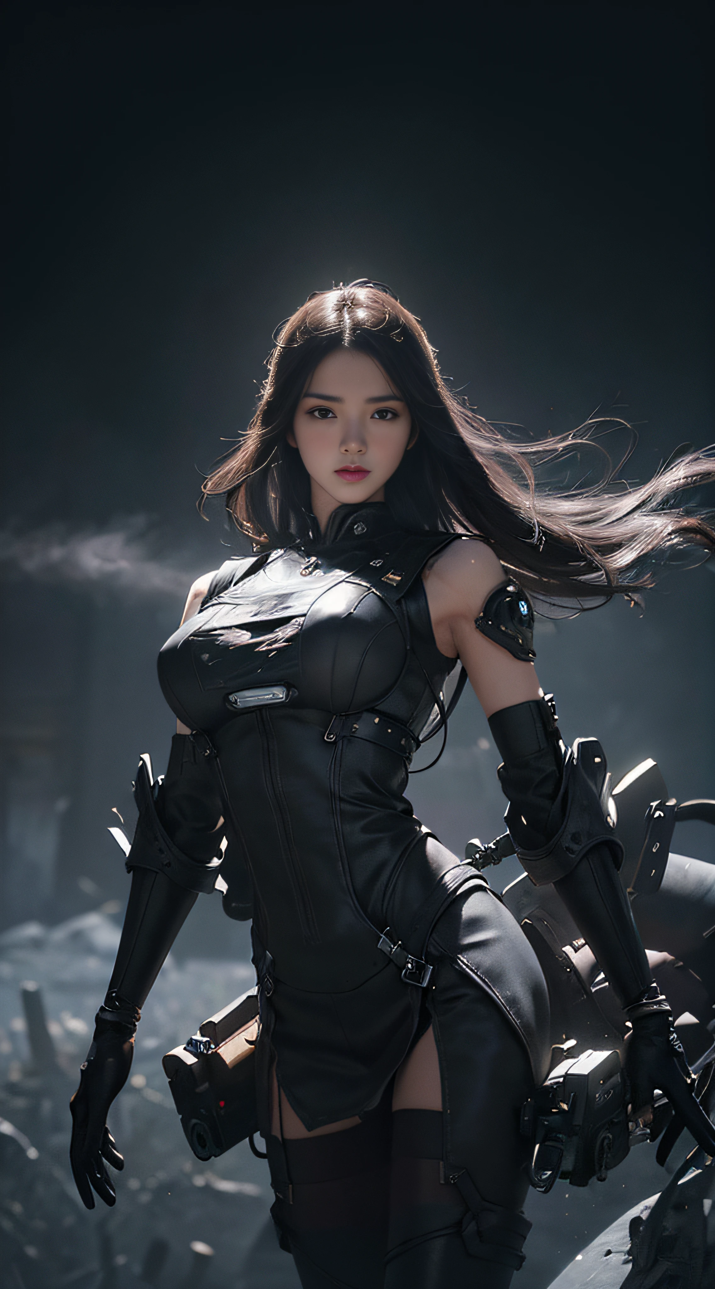 (((masterpiece, top quality, ultra detailed))), (((ultra photo-realistic 3D))), (((dramatic leap in overall accuracy, producing ultra detailed and realistic images))), complex machine j gimmick female android, Dynamic combat action poses, A fusion of very complex mechanical steampunk fashion and overly decorated Gothic ta fashion, Off the shoulders, Fluttering flare mini skirt, Complex mechanical temple steampunk headgear, Very large eyes, very long eyelashes, Black hair blown in the wind, very long thin arms, Complex mechanical gloves, very long thin legs, Complex mechanical over-the-knee stockings, Mandala, Lots of neon gras are crossed and scattered, Have a huge weapon with very complex mechanical devices, A highly complex machine shop surrounded by flames, Very dark night background, Very dramatic and cinematic lighting, (High dynamic range), Ray tracing, NVIDIA RTX, Super Resolution, Unreal 5, Subsurface scattering, PBR Texturing, Post-processing, Anisotropy Filtering, depth of fields, Maximum clarity and sharpness, Multilayer textures, Albedo and specular maps, Surface Shading, Precise simulated light material interactions, Perfect proportions, Octane Rendering, Two-tone lighting, Wide aperture, Low ISO, White Balance, thirds rule, 16K RAW,