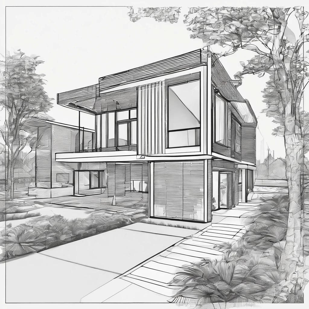House of the common man、Detached、Exterior of the entrance、Speciality、Correct perspective、line-drawing、outlines、Medium omission、unmanned、grayscales、