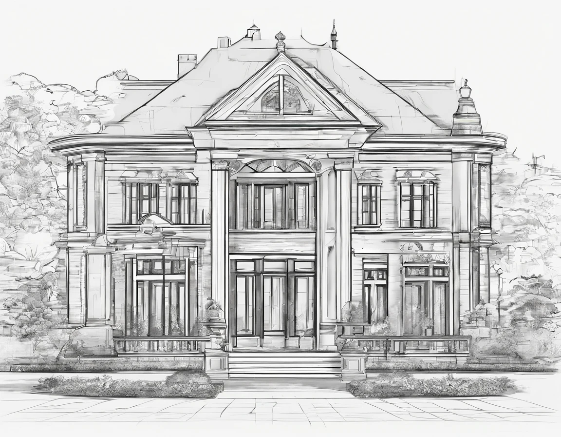 House of the common man、Detached、Exterior of the entrance、Speciality、Correct perspective、line-drawing、outlines、Medium omission、unmanned、grayscales、