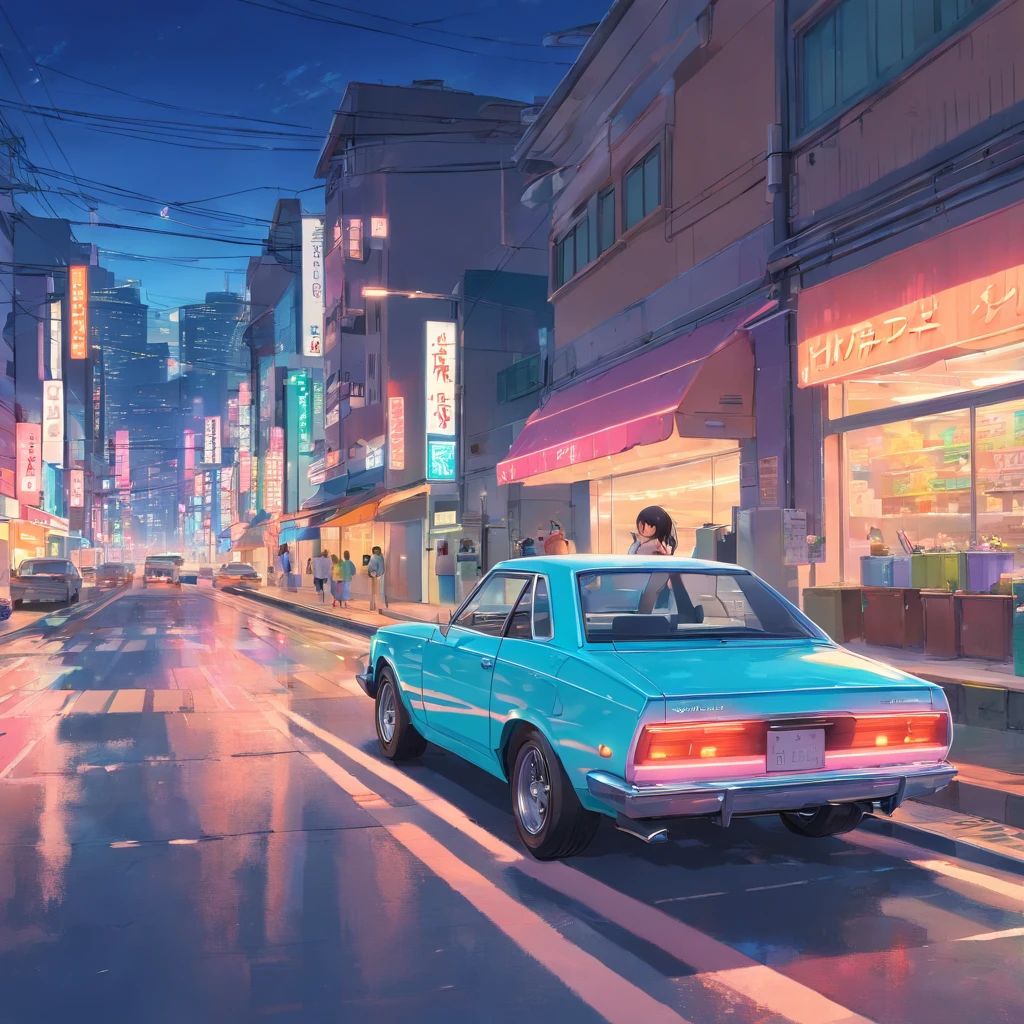 obra-prima, melhor qualidade, filme ainda, a turned car, neon color