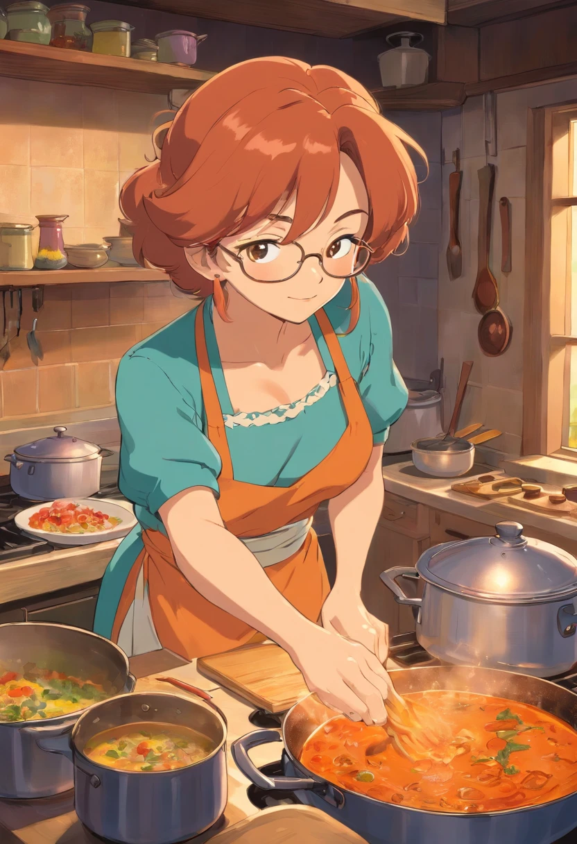 Auntie Vixen in the kitchen cooking up a meal