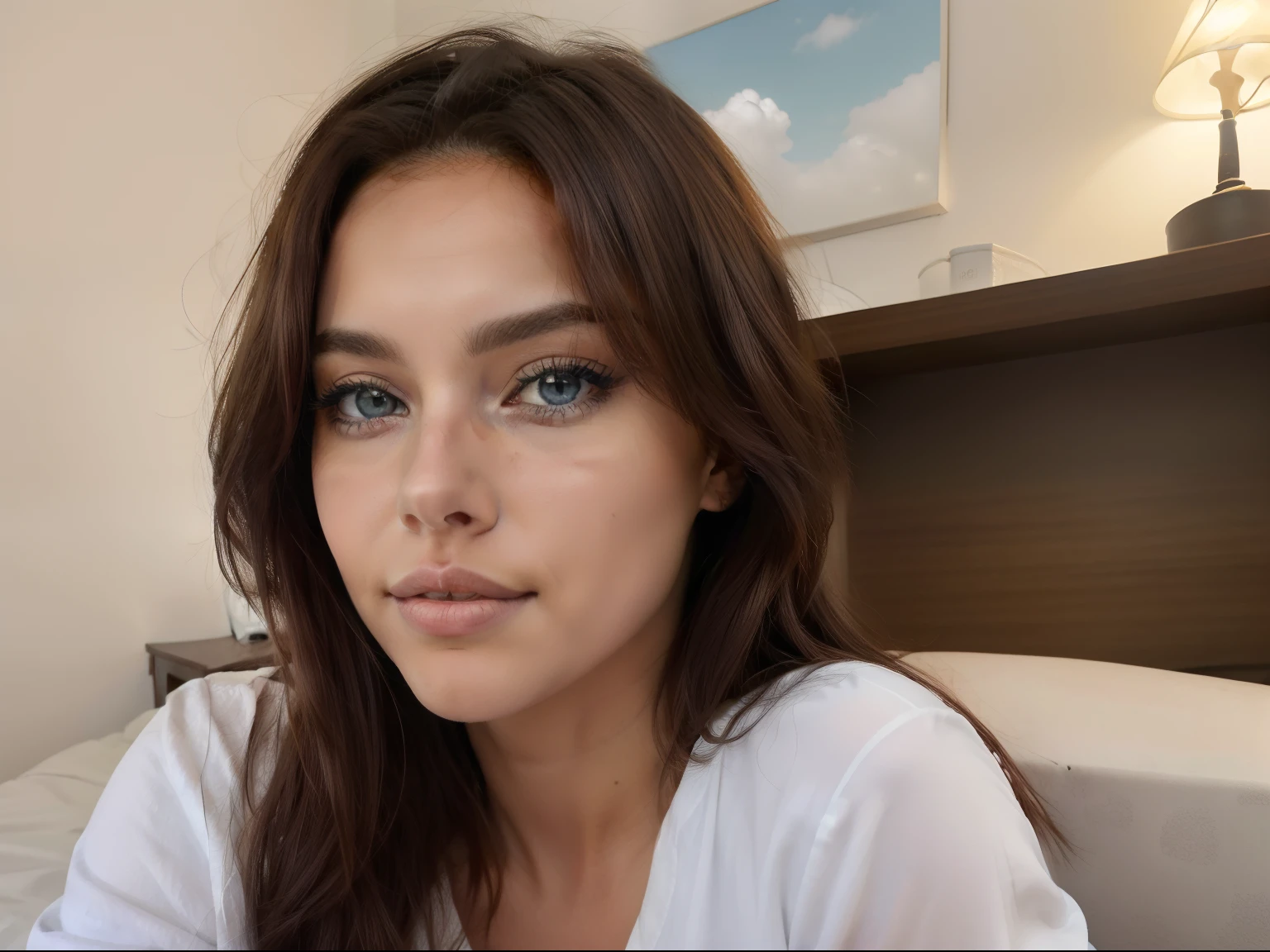 (Foto estilo DNI, viendo hacia al frente) rubia sexy ojos azules, muy sexy ((Mujer sexy)). La imagen es atractiva y tiene un alto impacto visual. Es una obra de arte!!), rostro de placer, ((20 yrs old, A very cute girl)), 8k, foto RAW, (piel altamente detallada: 1.2), Cinematographer, obra maestra, mejor calidad, fondo gris oscuro, (A beautiful Caucasian girl with beautiful blue eyes, hermoso cabello rubio claro y largo, piel blanca) (cabello largo y rubio claro), cara ultra detallada, ojos detallados, piel realista, ambiente de cuarto, foto provocativa en lenceria, acostada en la cama