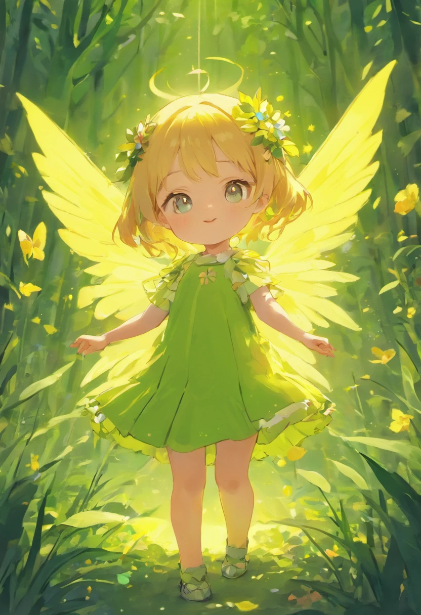 Warm daylight Small flowers Flowers Willow branches Tender green bamboo shoots Tender green willow branches Meadow Lichun Yellow spring flowers  girl wearing skirt Masterpiece,Girl Leaves Wind and Sunshine Little，night moon，Mini cute 3 year old floy, Chubby toot，Skirt made of petals，Huge flowers，Colorful colorful，Transparent colorful wings, Light attenuation，Glowing cute 3-year-old flower fairhubbyot，Skirt made of petals，Light attenuation，Luminous effect，depth of fields，high light，Real light，Ray traching，oc rendered，Hyper-realistic，best qualtiy，8K，Works of masters，super-fine，Detailed pubic hair，Correct anatomy，sharp focus on eyes，Bokeh，Facial features are carefully depicted，in style of hayao miyazaki，Miyazaki animation style