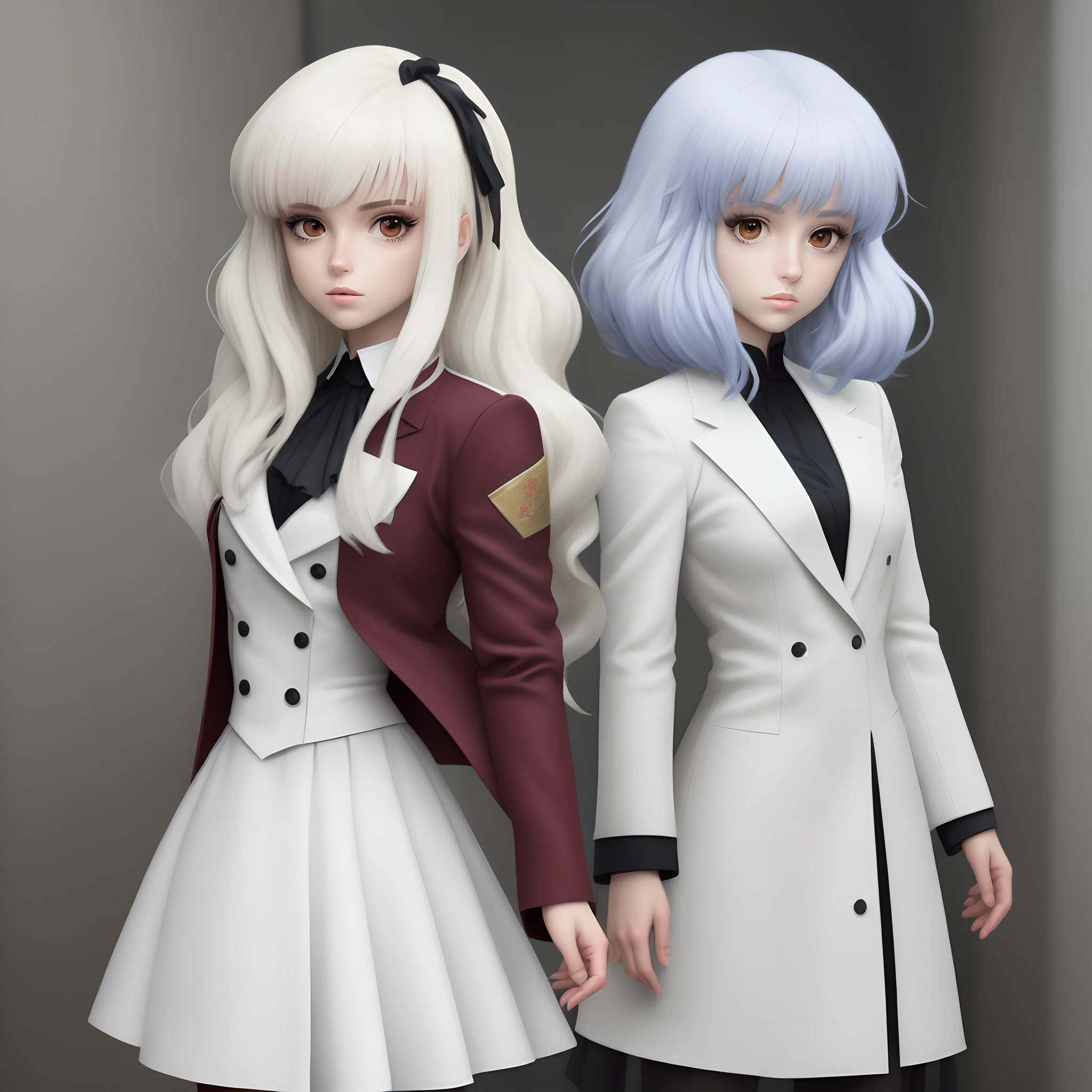 Quiero un personaje anime de cabello blanco con traje de cuero chaqueta
