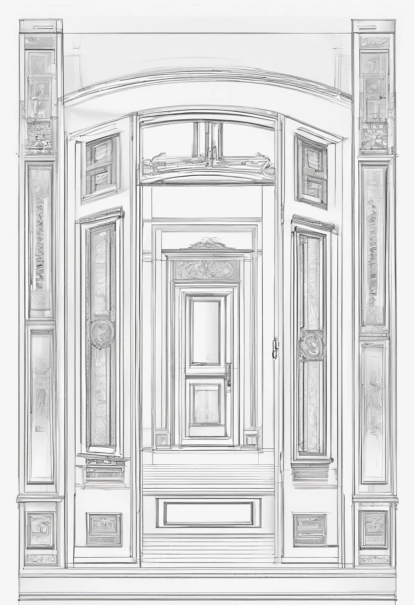 House Entrance Door、Speciality、Correct perspective、line-drawing、outlines、Medium omission、unmanned