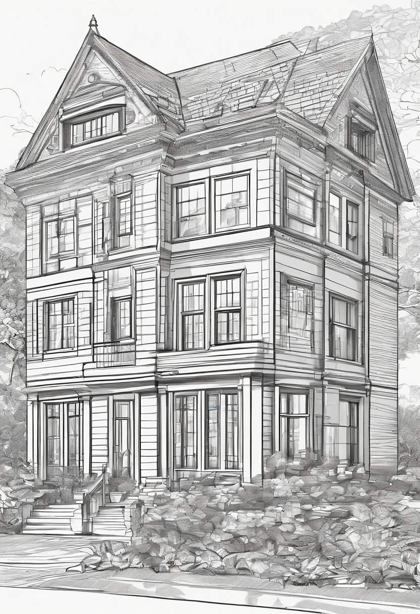 House of the common man、Detached、House entrance door、Speciality、Correct perspective、line-drawing、outlines、Medium omission、unmanned