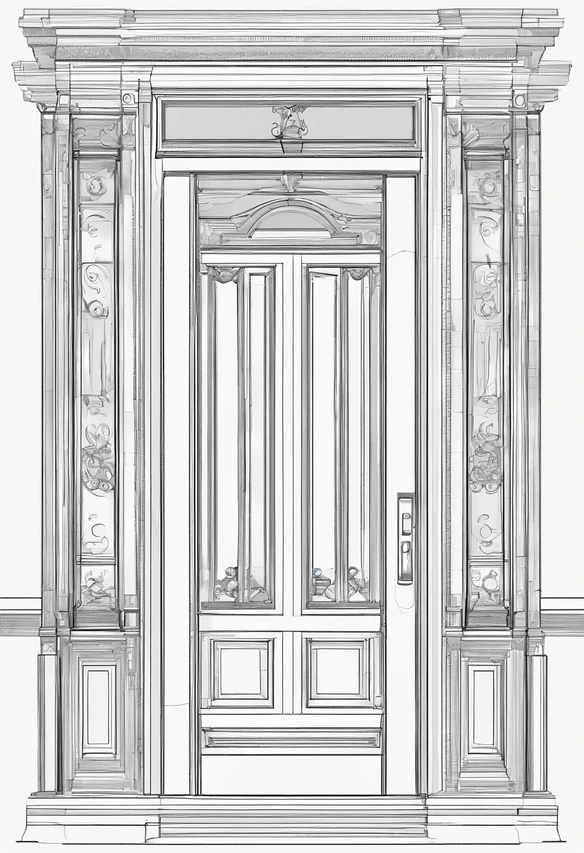 House entrance door、simple、Speciality、Correct perspective、line-drawing、outlines、Medium omission、unmanned