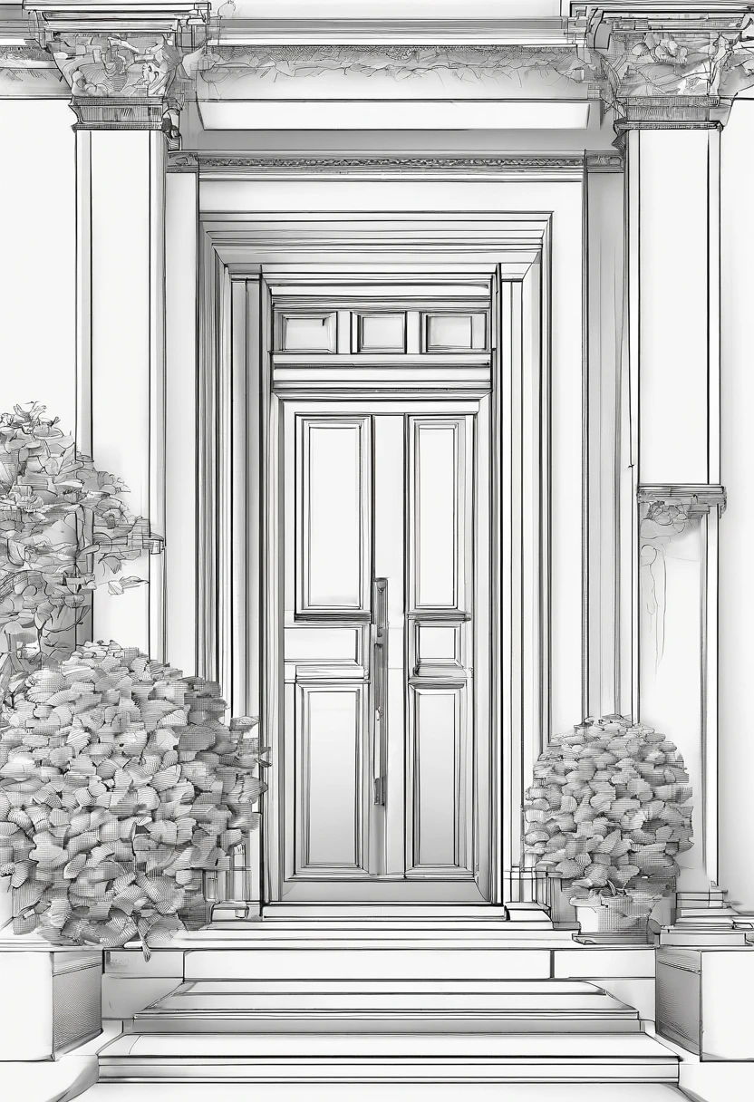 House entrance door、simple、Speciality、Correct perspective、line-drawing、outlines、Medium omission、unmanned