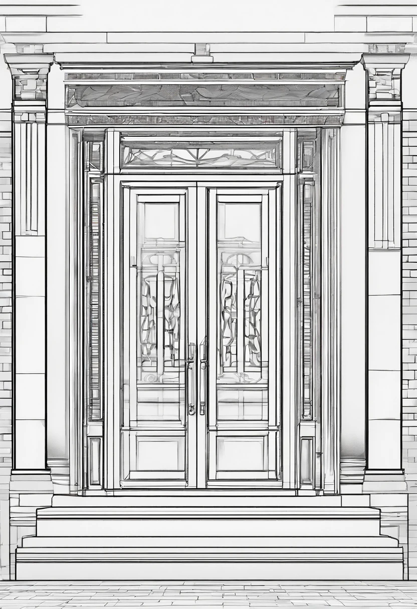 House entrance door、It features a simple、Speciality、Correct perspective、line-drawing、outlines、Medium omission、unmanned、House of the common man、Single-family