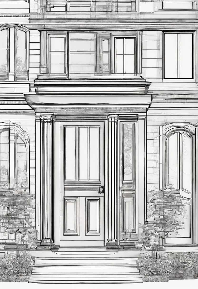 House entrance door、It features a simple、Speciality、Correct perspective、line-drawing、outlines、Medium omission、unmanned、House of the common man、Single-family