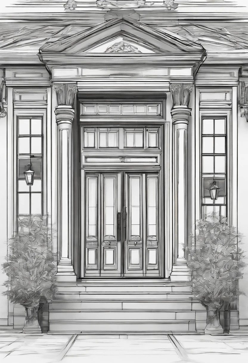 House entrance door、It features a simple、Speciality、Correct perspective、line-drawing、outlines、Medium omission、unmanned、House of the common man、Detached
