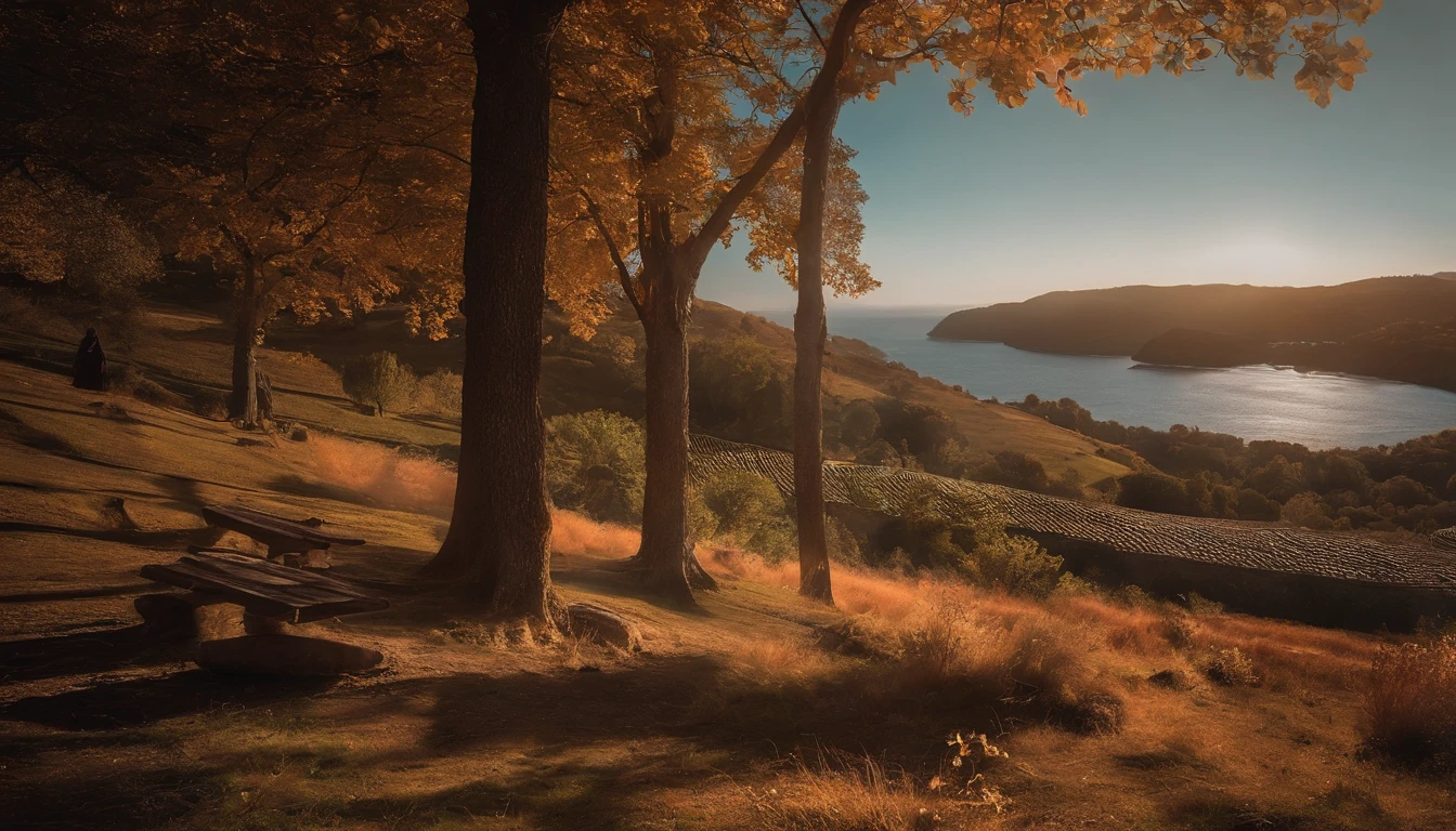 arrefecimento,Autumn is intense,The hot summer is coming to an end,Gradualmente,Com um novo outono fresco e maravilhoso,imagem ultrarrealista,Real-world scenarios,8K分辨率,photon maping,Ambiente meticuloso e minimalista,The is very detailed,qualidade superior,artsy photography,conceito realista,cinematic texture