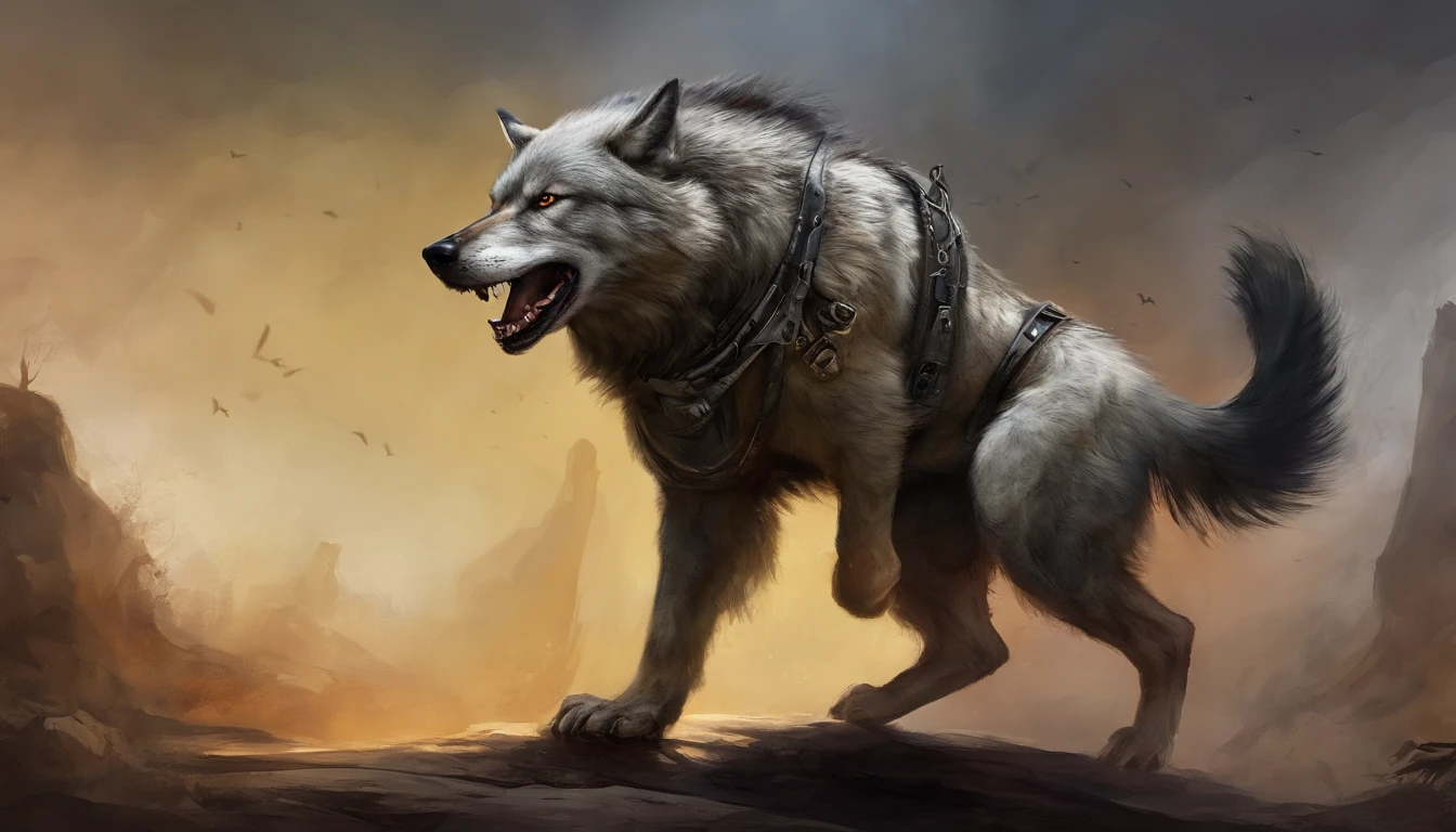 Max Quality, Dramatic lighting, pose amenazante, fierce expression, Epic atmosphere, (((Casco en forma de cabeza de lobo))), (((Toma de cuerpo completo))),Un lobo hecho de metal, ciborg, Estilo cyberpunk, mecanismo, ((Detalles intrincados)), HDR, ((Detalles intrincados, hiperdetallado)), Incandescent lamps, Cinematic shot, vignette, Efecto Bokeh Beckground, (Caninos), (Toma de cuerpo completo).