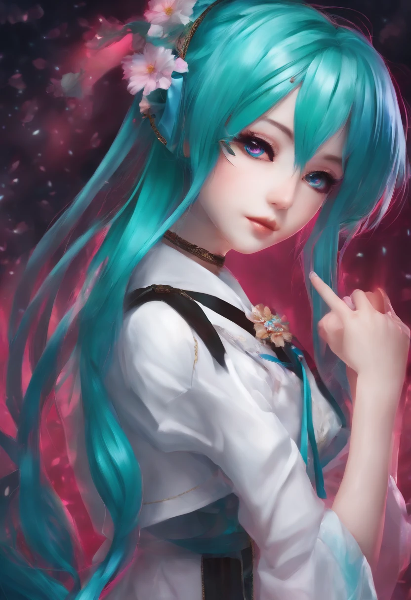 (League of Legends) Tanuki, Pink Magic, Pink Magic Crystal Ball in Hand, Pink, Pink Crystal Ball, Big Pink Eyes, Multiple Poses, Feet, Princess Dress, Three Lines on Each Cheek, (Masterpiece), (Best Quality), Highly detailed, HDR, 1girl, Solo Focus, Skindentation, Pantyhose, Perfect Face, Puffy face, beautiful face, big eyes, puffy eyes, perfect eyes, eyelashes, hatsune miku, extremely detailed face, black hair, school uniform, white sailor collar, glazed eyes, sailor collar, blue sky, long sleeves, blue shirt, looking at the audience, closed mouth, cat ears, pleated skirt ((((nine fox tails))))