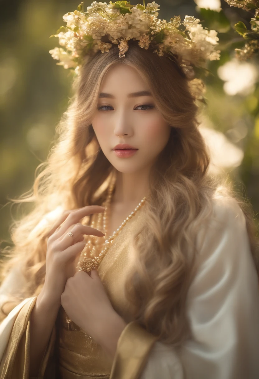 Fotorrealista、(hyper-realisitic:1.2)、Lindo fiz、obra prima、qualidade superior、Rosto mais detalhado、perfect  lighting、nice hand、perfect hand、A deusa do sol sagrado e brilhante do esplendor celestial、(beautiful Japan woman:1.2)、(cara hiper bonita:1.5)、(serene expressions)、(Traje Miko)、(ethereal glow:1.1)、(Paz e conforto)、(beleza transcendental)、(The Grace of God)、(a symbol of purity)、(Halo Dourado)、(atmosfera edificante)、(reino celestial)、(spiritual lighting)、(Calma e protetora)、(lighting light:1.2)、(Seraphic figures)、(harmonia e tranquilidade)、(Angel robes)、(Corpos celestes atemporais)、(Aura cativante)、(Healing and guidance)、(Goddess of the Japan)、(Estudante de 15 anos:1.2)、