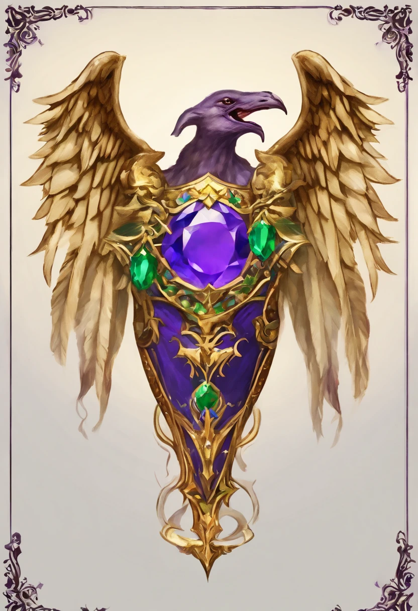 Seal with golden armor and green gem and golden wings with purple and blue membranes, best quality, masterpiece