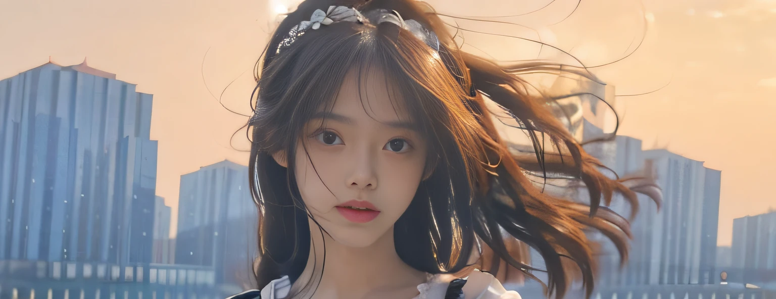 best qualtiy,tmasterpiece,超高分辨率,(Realiy感:1.4),RAW photogr,Girl standing in the wind,in a panoramic view,photorealestic,Realiy,detailed face with,largeeyes,long hair flowing,full bodyesbian,outside,The background is blurred out,Contre-Jour,rim-light