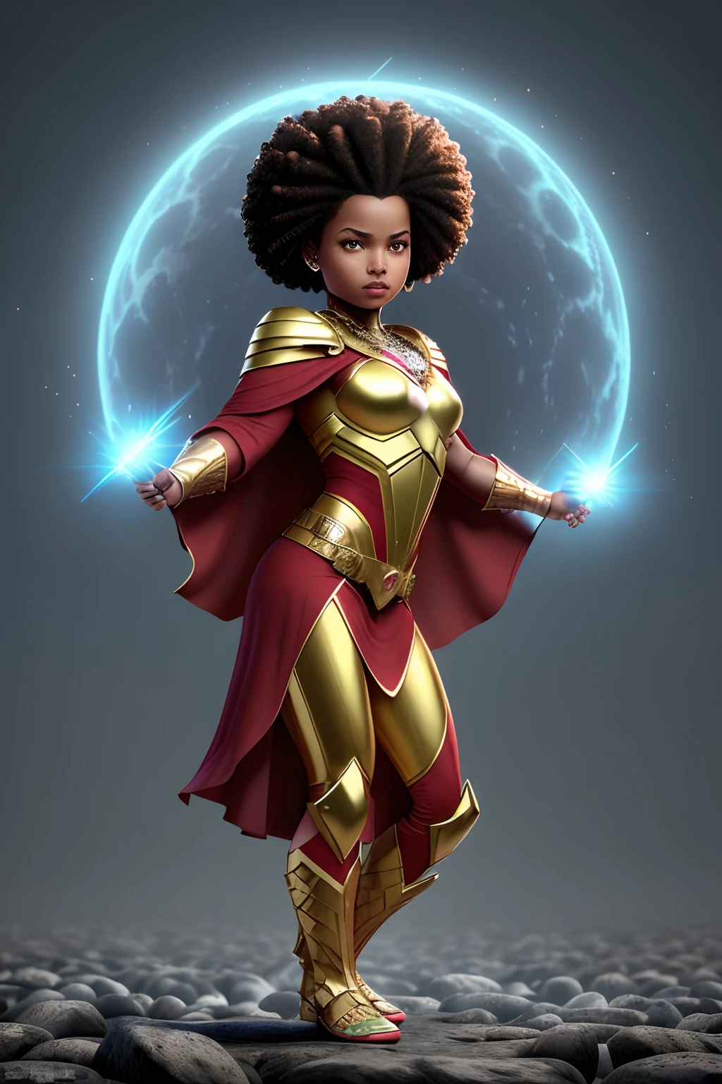 Uma mulher Moreno, de cabelo afro cabelo caindo para frente, Rasta type but braided, holding a spear in, Shape Dana spearhead informs of a , e um escudo em forma de ,, com belos seios corpo perfeito com , a wide thigh is beautiful a woman, com seios lindos corpo perfeito, uma coxa larga, is beautiful a destination with ,vario expression sexual pose, erotic  ((Estilo Art Vista de Corpo Inteiro, plano completo, vista frontal, Vista lateral, vista traseira, de personagem, Multiple views and poses, various points of view, um personagem, corpo inteiro, personagem com menos, estilo de roupa, no mesmo Estilo de cabelo, less Type of footwear, forte )):: ((whole body view, plano completo, vista frontal, vista traseira, design de personagem, Multiple views and poses, various points of view, de um personagem, corpo inteiro,, personagem com menos, estilo de roupa, no mesmo Estilo de cabelo, less Type of footwear)): Superheroíne, vestindo ultraje, a partir bandeira de Cabo Verde, with a star in the middle and 10 islands on the superhero cover, erotic cosmic fallen angel, olhos claros brilhantes, Biomechanicals, estranho, assustador, pesadelo, cores muito brilhantes, light particles, com luz brilhante, Mshiff, Arte do papel de parede, UHD Summoner Wallpaper Barefoot Female Levitating with Hair , robes and arms of cloak raised on a broken earth, luz de lava brilhante de baixo do campo de asteroides (rochas irregulares, pedregulhos e detritos disparando para o ar:1.3) (tempestade de detritos de poeira ventosa:1.1) Volumetric mist mist ray tracing z pass bright light from below, (obra-prima) (melhor qualidade) (detalhado) (8k) (cinematic lighthing) (foco nítido) (intrincado)