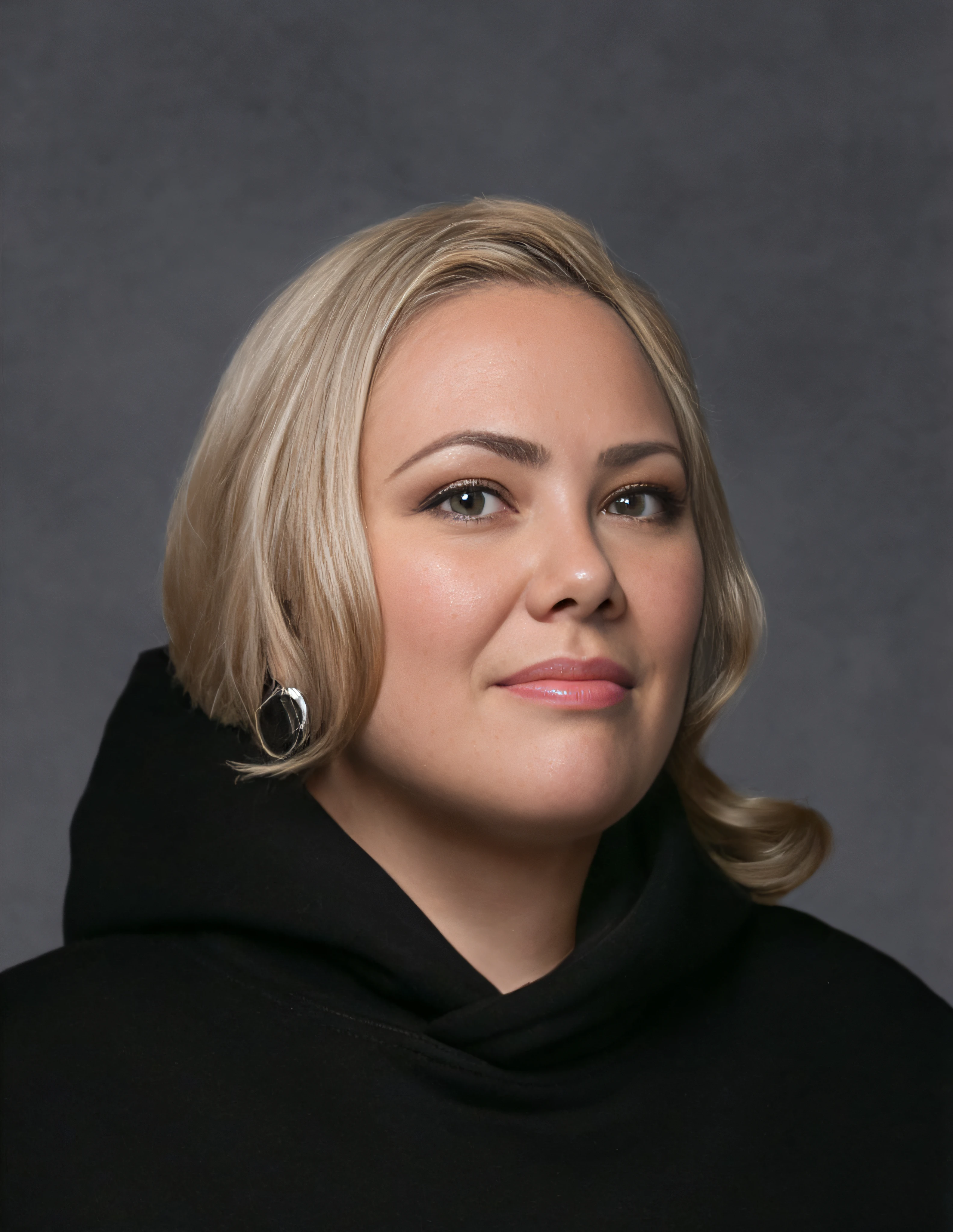 Blonde woman in black sweatshirt posing for portrait on gray background, nina tryggvadottir, anastasia ovchinnikova, viktoria gavrilenko, moleksandra shchaslyva, julia gorokhova, sofya emelenko, valentina remenar, Photos from the catalogue, yelena belova, olya bossak