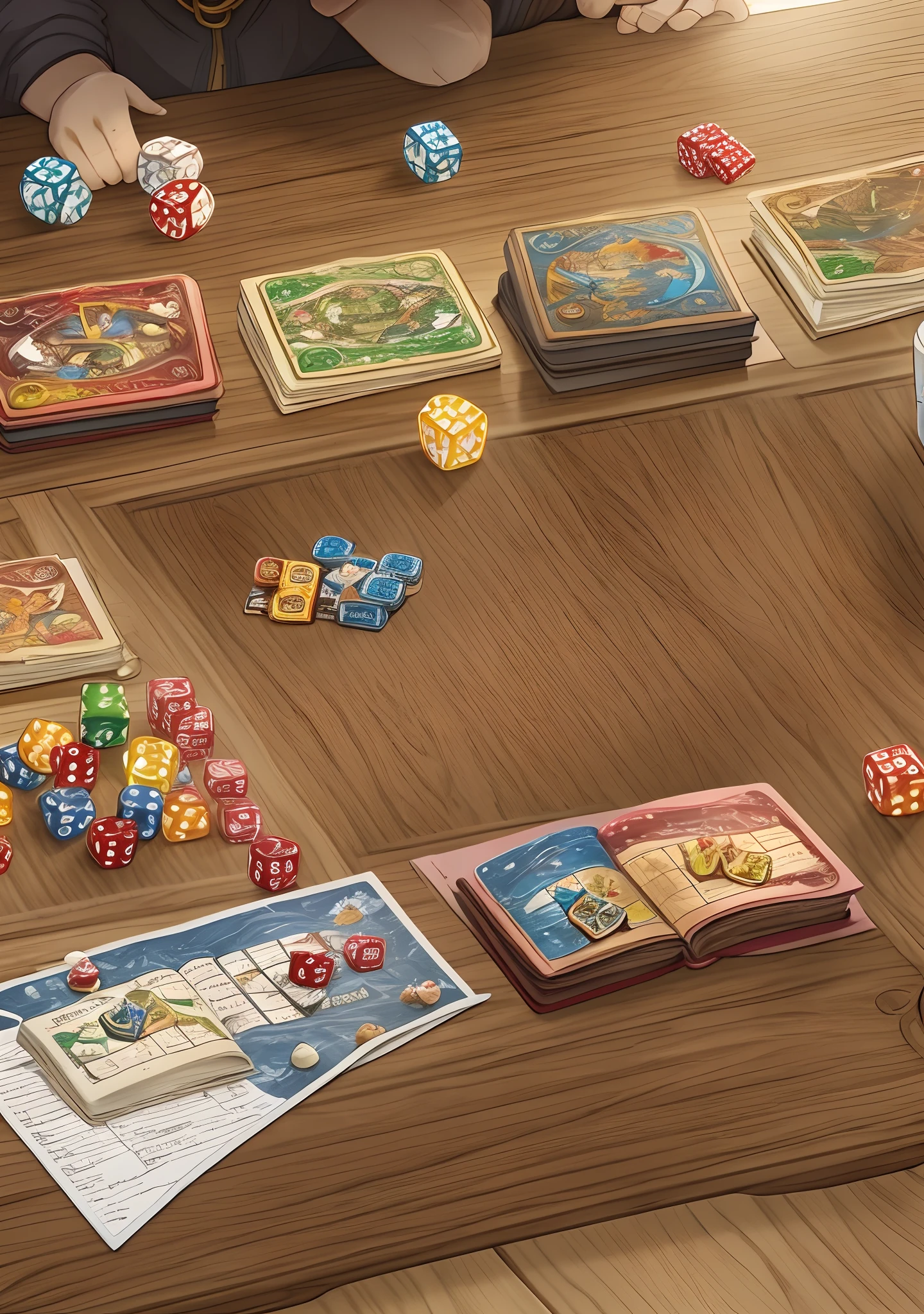 anime style, 4 kids playing a D&D style board game --auto --s2