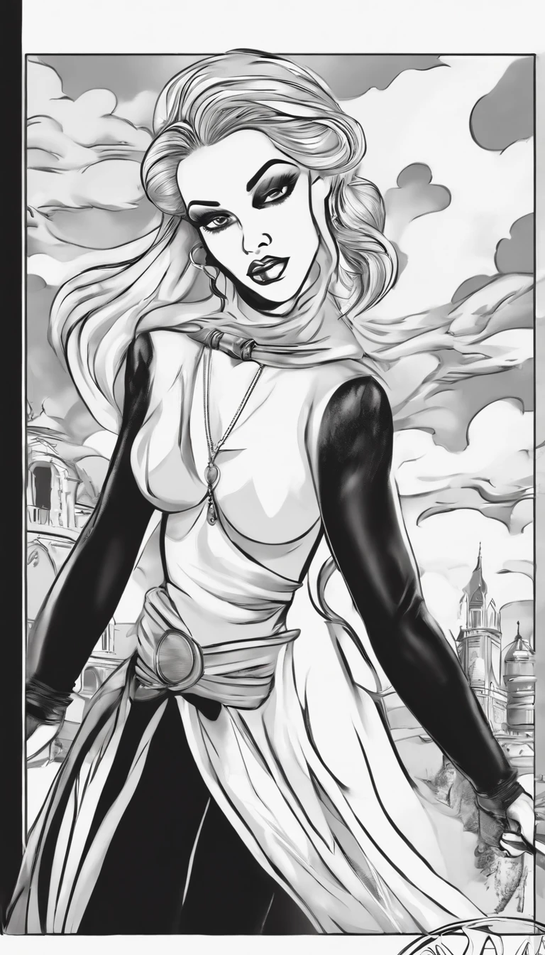 (This work is in black and white) Obra-prima, mulher vampira, vampira, por sua vez (qualidade soberba),There is a female character,musculoso,segurando uma faca,Grandes olhos detalhados. The focus is on the upper body, The character looks directly at the audience. The style of the artwork resembles the old-style paint, Use uma bandana. Feelings of violence, The background is abstract, Grama com energia de respingo e efeito de alto contraste,explosion background,explosion cloud,vento,Dynamic lens,linha de velocidade,dynamic viewing angle --v 6
